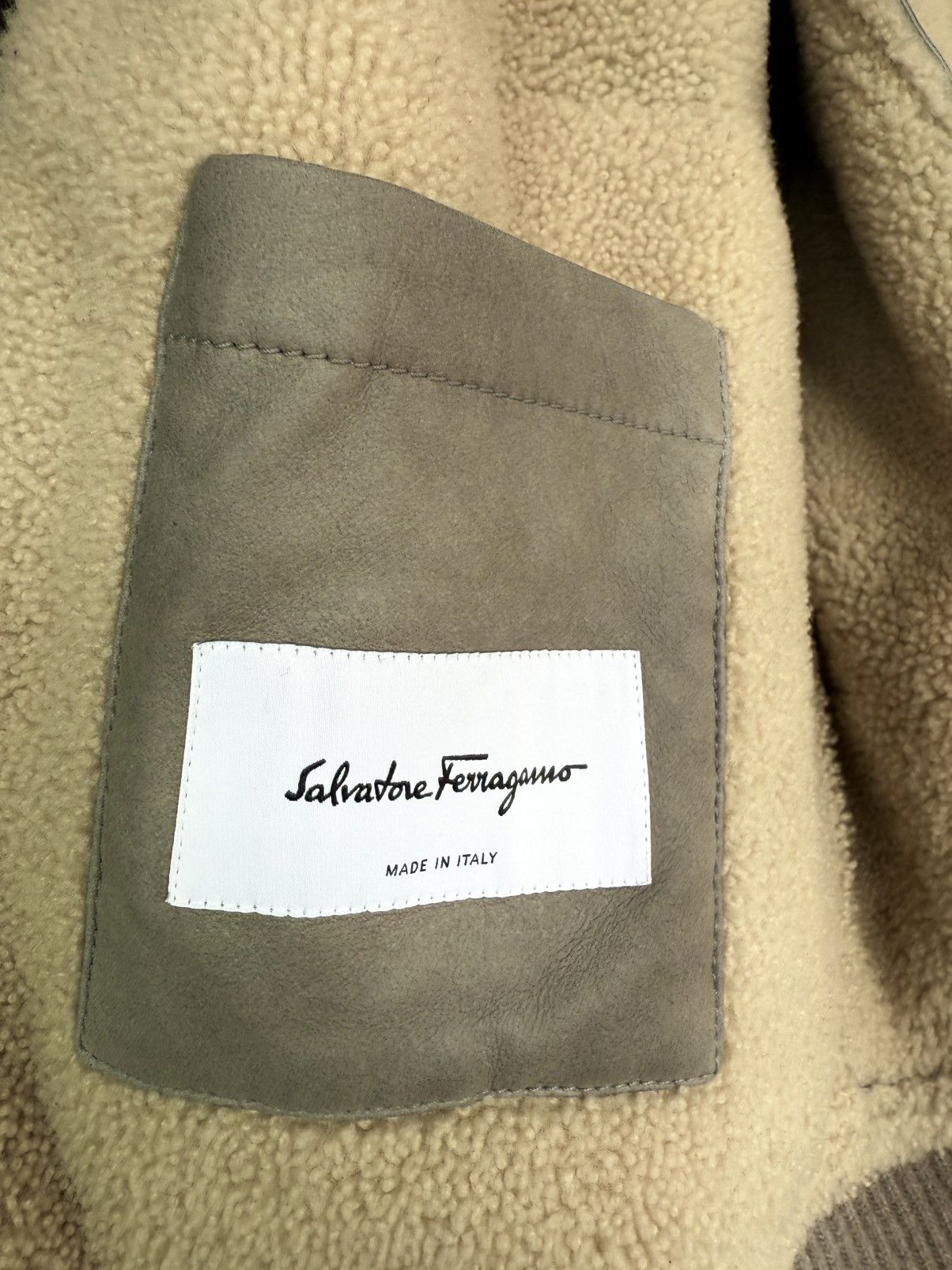 Salvatore Ferragamo Ferragamo Shearling Lamb Leather Bomber Jacket Gray Size US XL / EU 56 / 4 - 7 Thumbnail