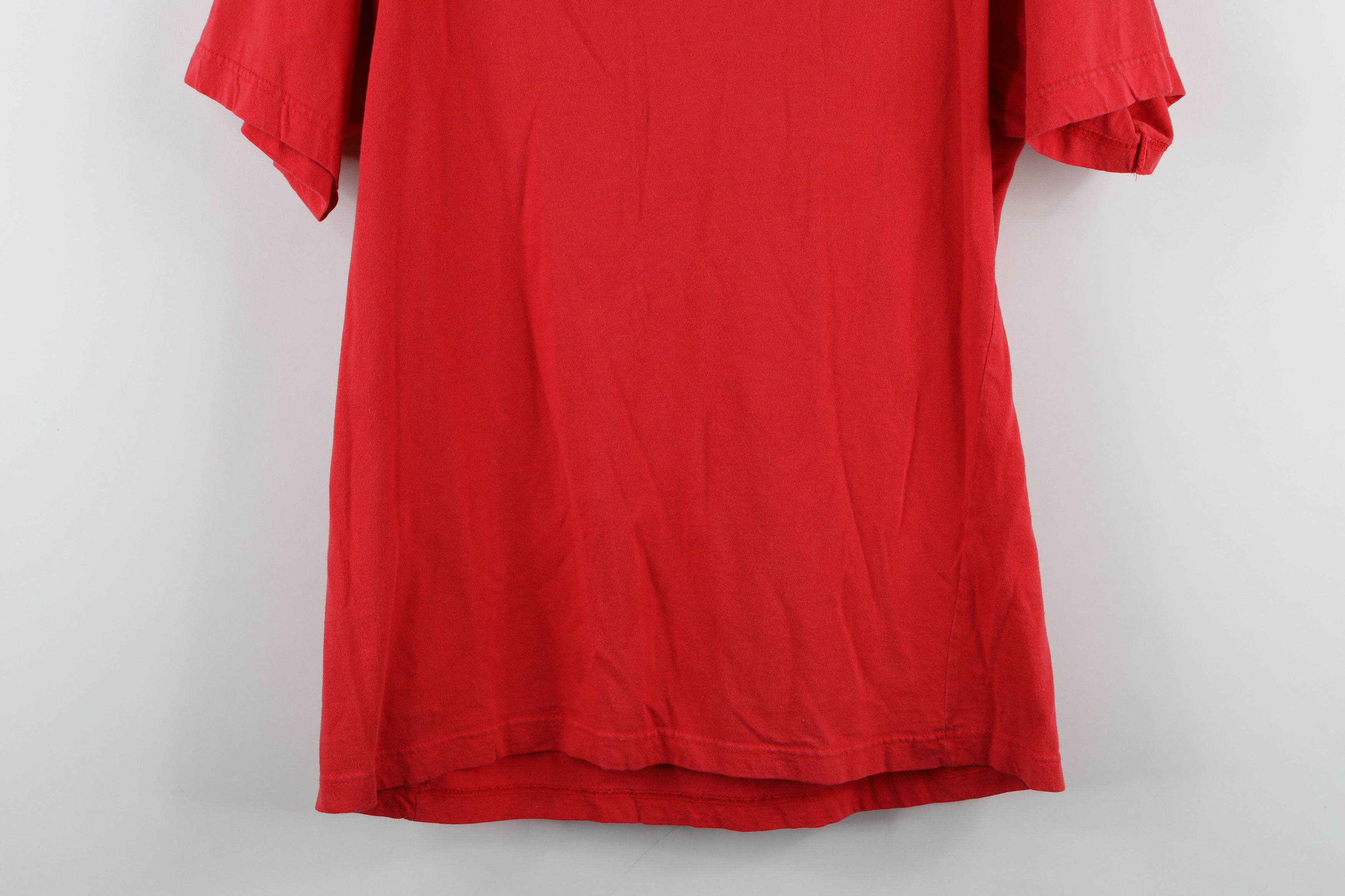 Vintage Vintage 90s Streetwear Blank V-Neck T-Shirt Red Cotton Size US S / EU 44-46 / 1 - 11 Thumbnail
