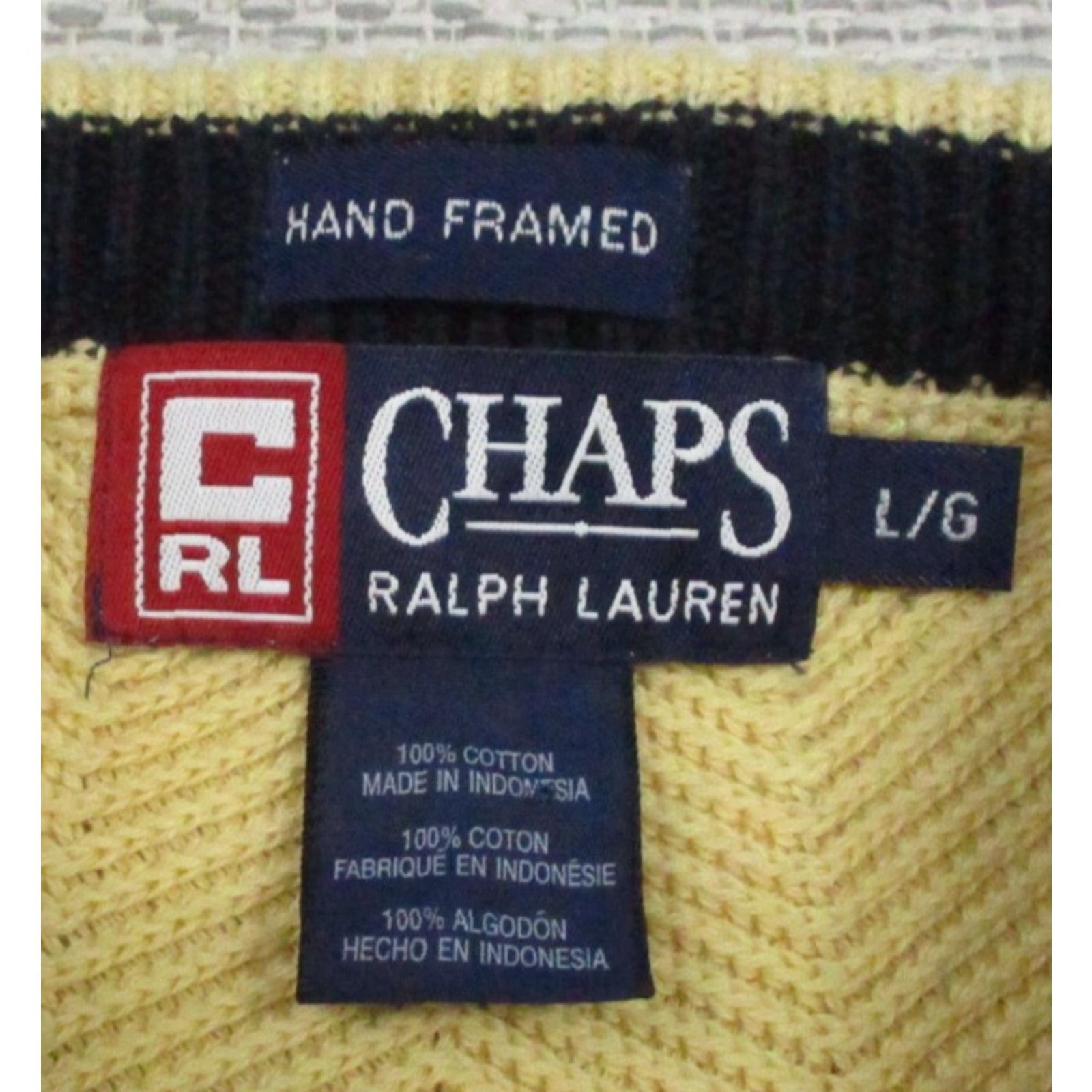 Chaps Chaps Ralph Lauren Sweater Mens Large Yellow Crewneck Herringbone Knit Pullover Size US L / EU 52-54 / 3 - 5 Thumbnail