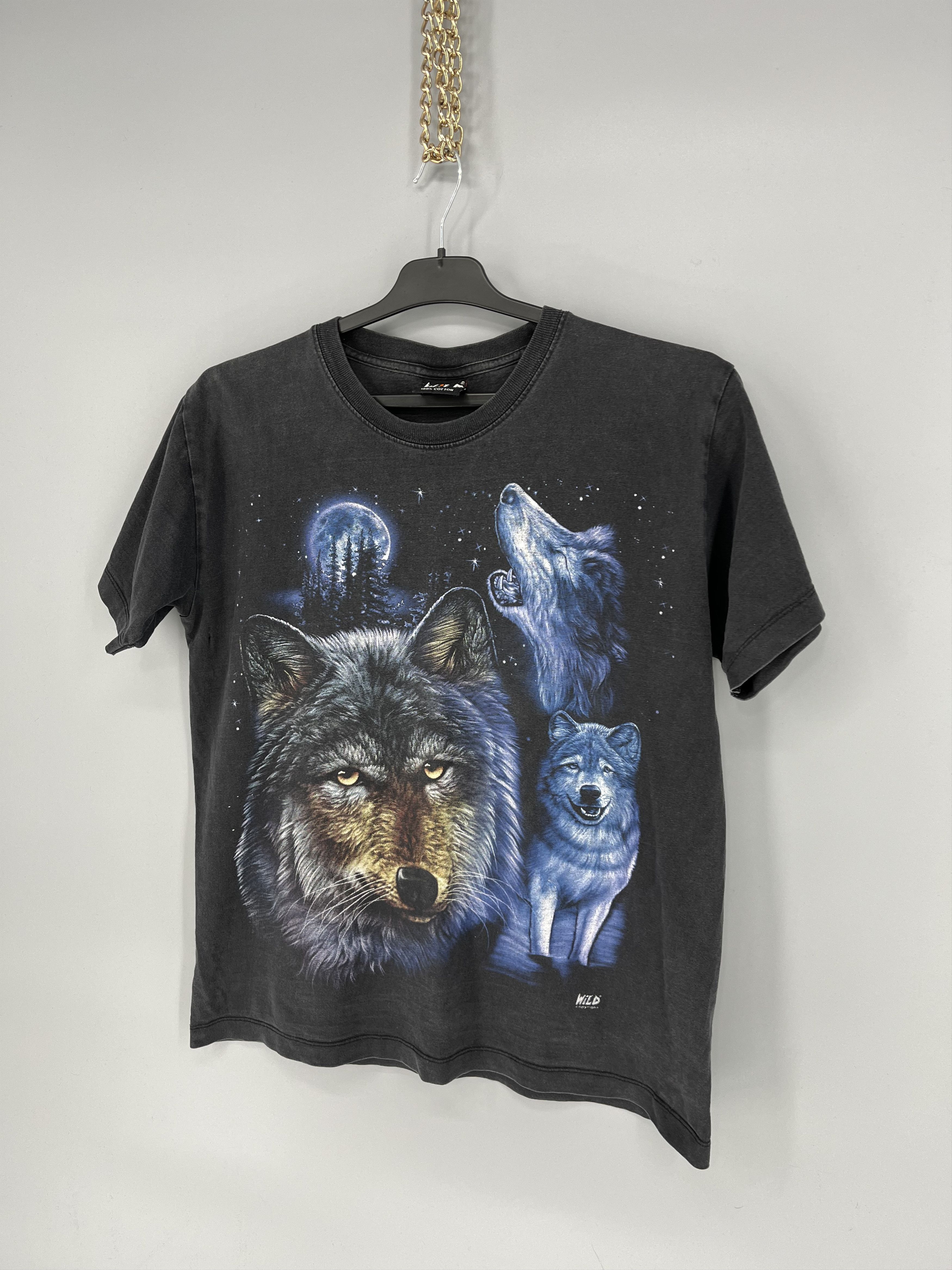 Vintage Vintage 90s Wolf Face Boxy Fit Tee WILD Dead Horror Print Size US M / EU 48-50 / 2 - 3 Thumbnail