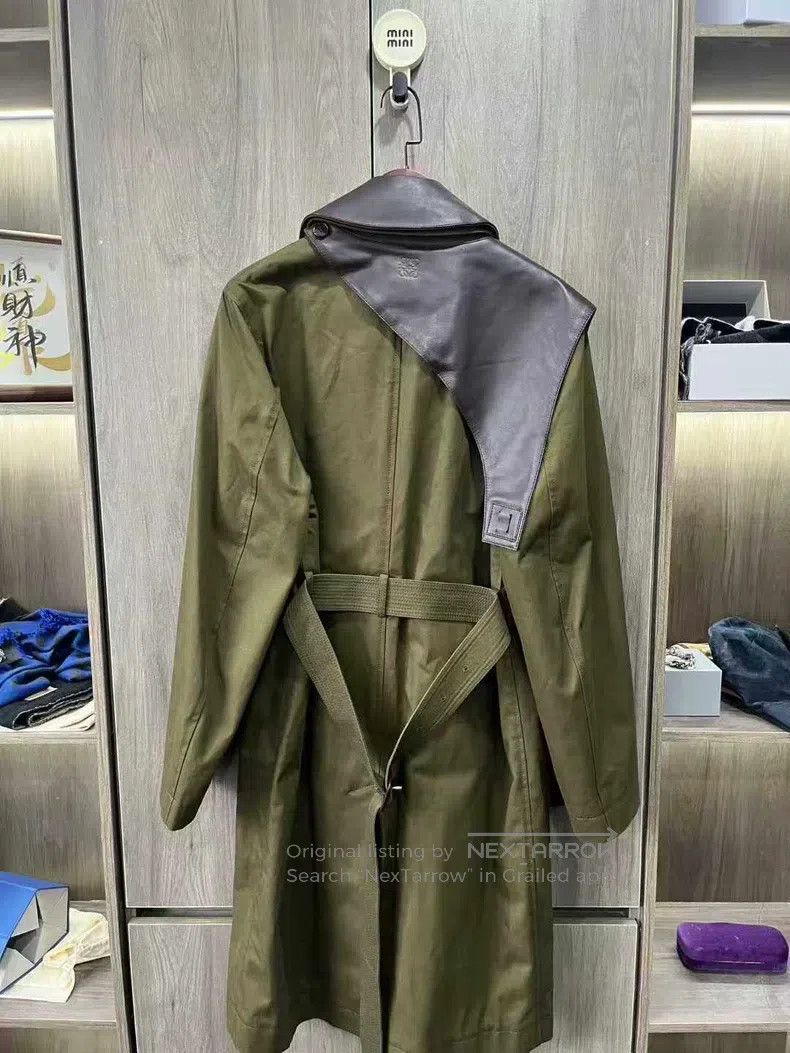 Loewe Loewe Military green leather-trimmed coat Size US S / EU 44-46 / 1 - 6 Thumbnail