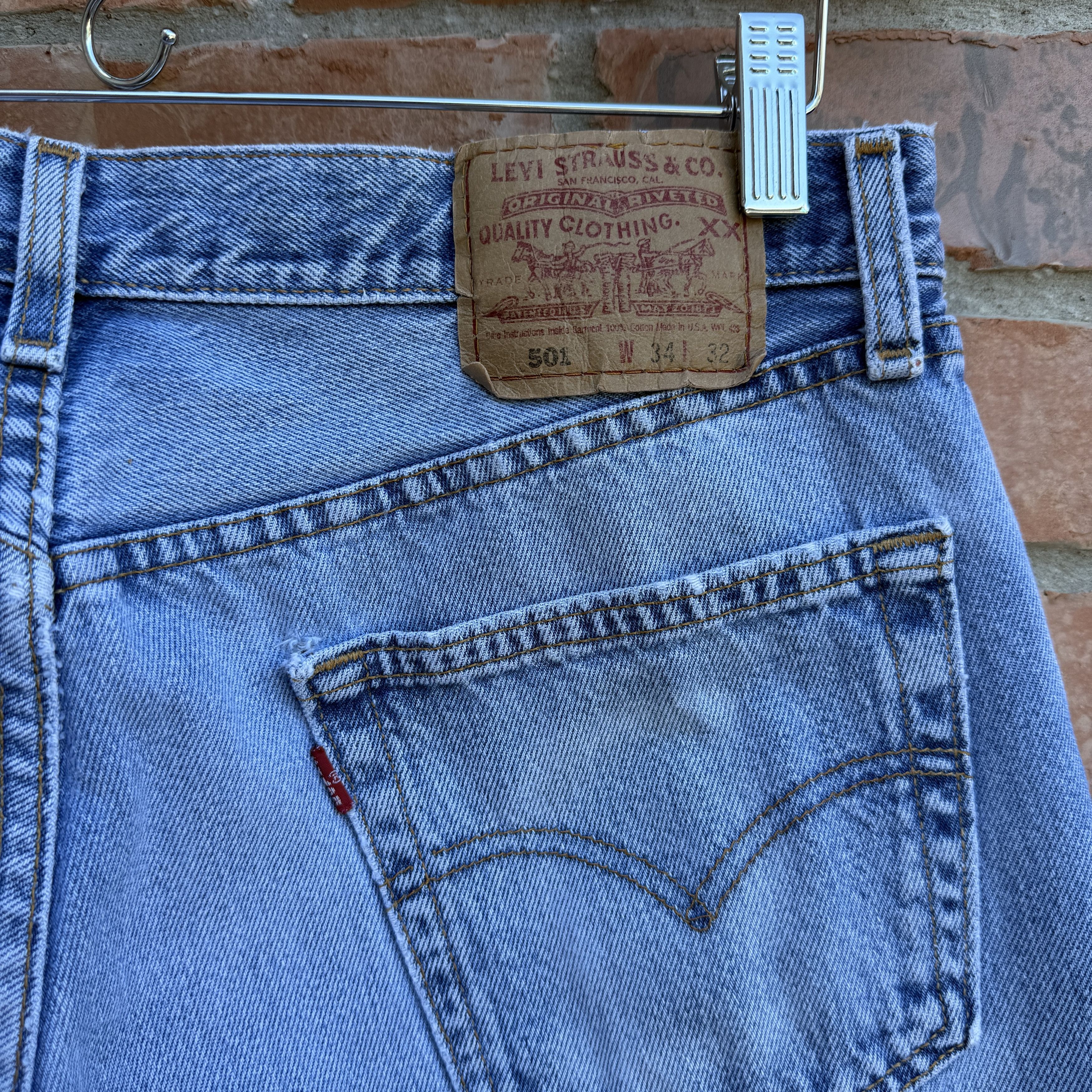Levi's Vintage 90s Levis 501 Blue Button fly Denim Jeans Size US 32 / EU 48 - 3 Thumbnail