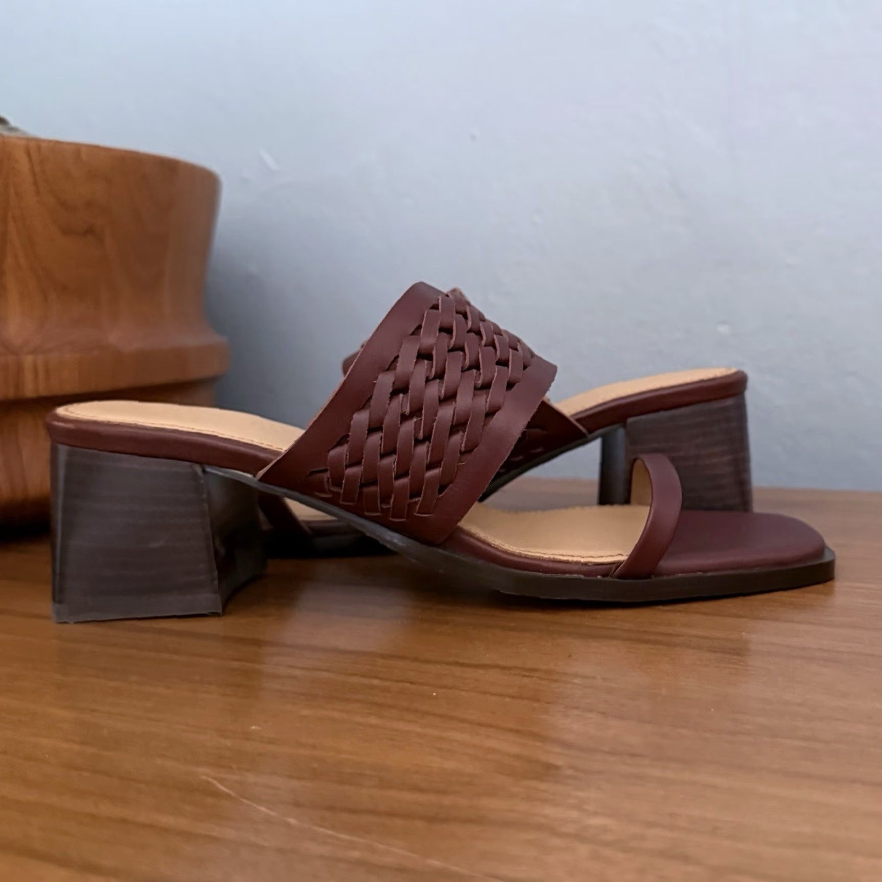 Madewell Madewell Roni Keira Woven Block Heel Sandal In Apple Butter Size 6.5 Womens Heels Apple Butter Block Heel Leather Upper M Width Shoes Size US 7 / IT 37 - 3 Thumbnail