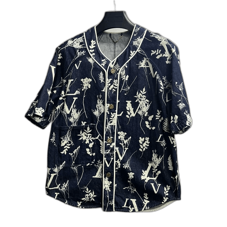Louis Vuitton Louis Vuitton Blue Printed Denim Short Sleeve Shirt Size US XS / EU 42 / 0 - 1 Thumbnail