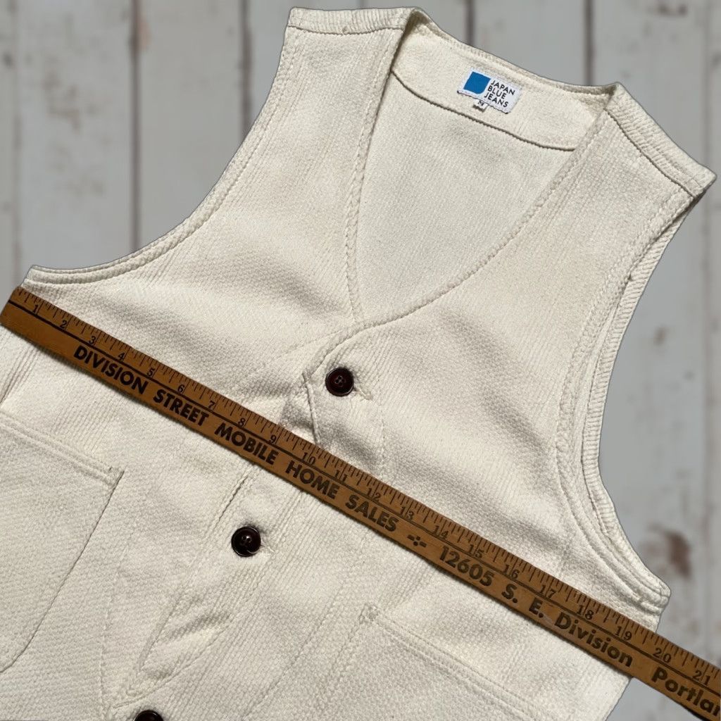 Japan Blue Japan Blue Jeans Vest Unisex M Cotton Hunting Sashiko Half Moon Workwear Made Japan 40s 50s Vintage Americana Size 40R - 1 Thumbnail