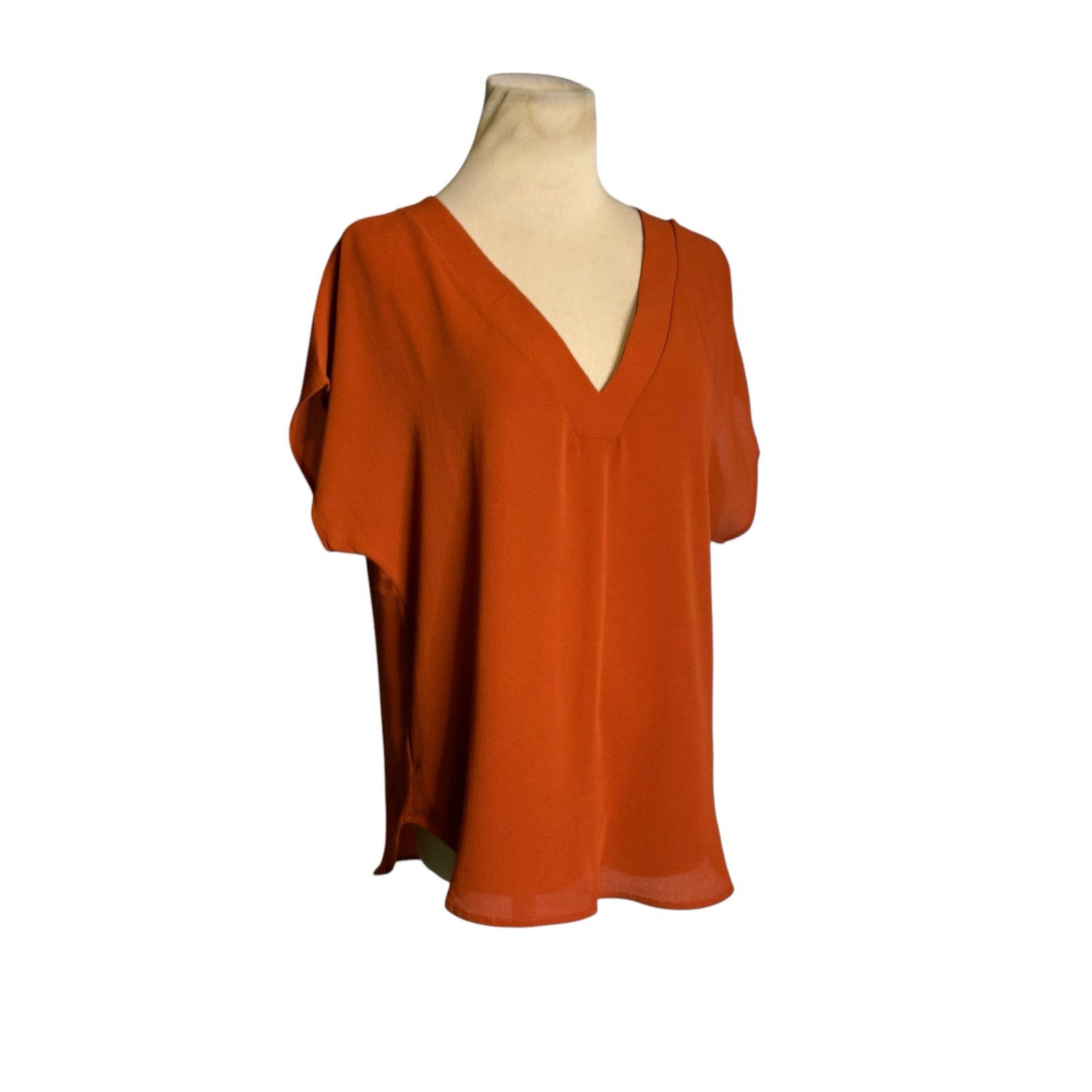 Forever 21 Forever 21 rust orange v neck short sleeves blouse size s Size S / US 4 / IT 40 - 12 Thumbnail