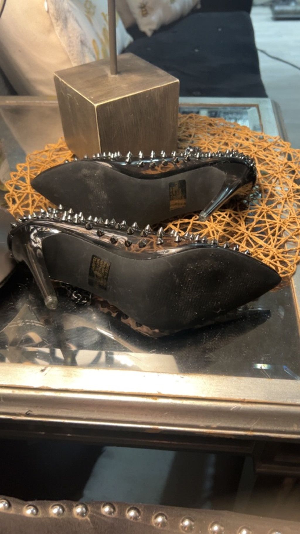 The Unbranded Brand Women's Nanette Nanette Lepore Black Silver Spiked Heels S 7 Size US 7 / IT 37 - 5 Thumbnail