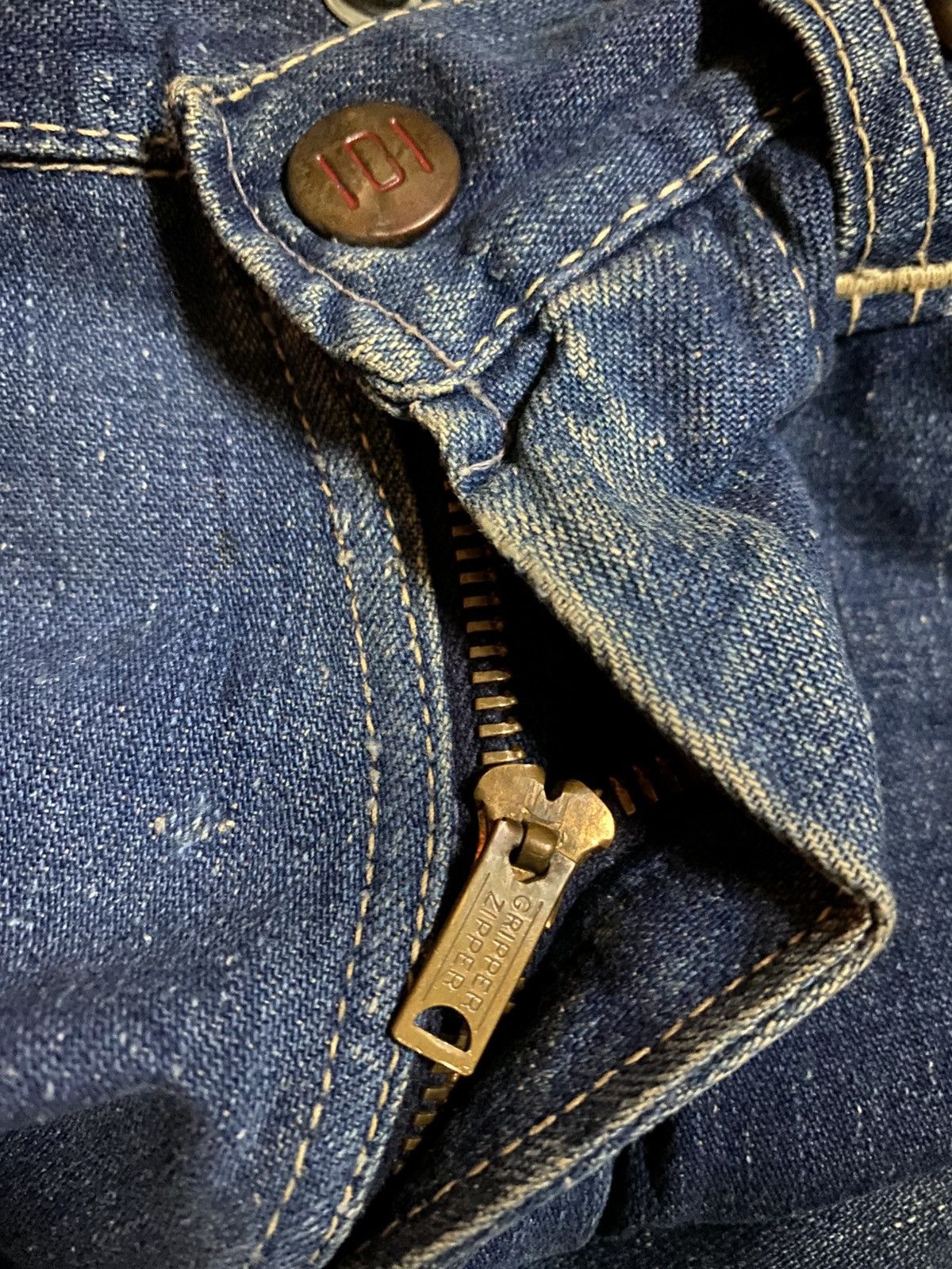 Original Montgomery Vintage 50s Montgomery 101 Power House Disstressed Jeans Size US 27 - 11 Thumbnail