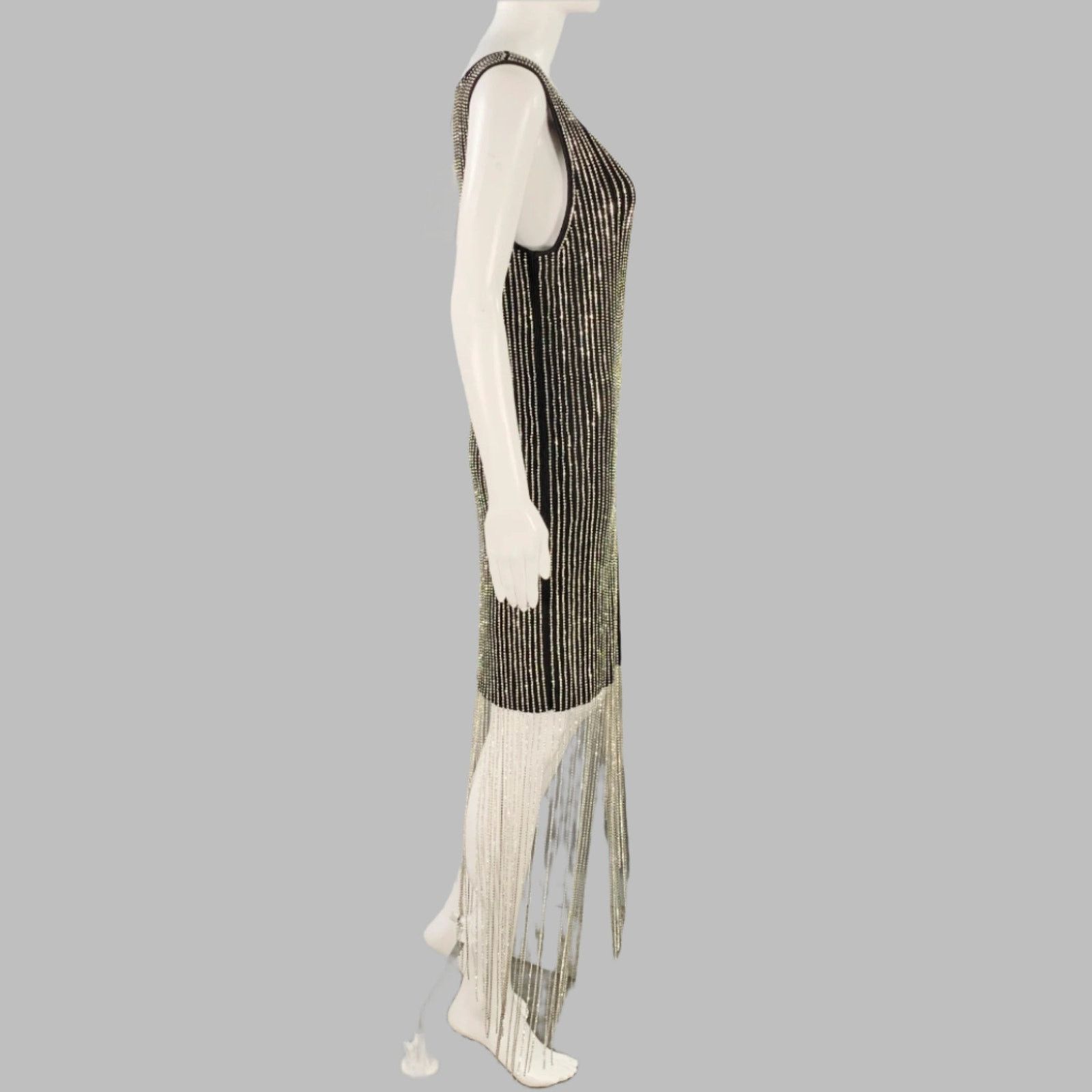 Other Asymmetrical Rhinestone Black Silver Cotton Cocktail Dress Size M / US 6-8 / IT 42-44 - 3 Thumbnail