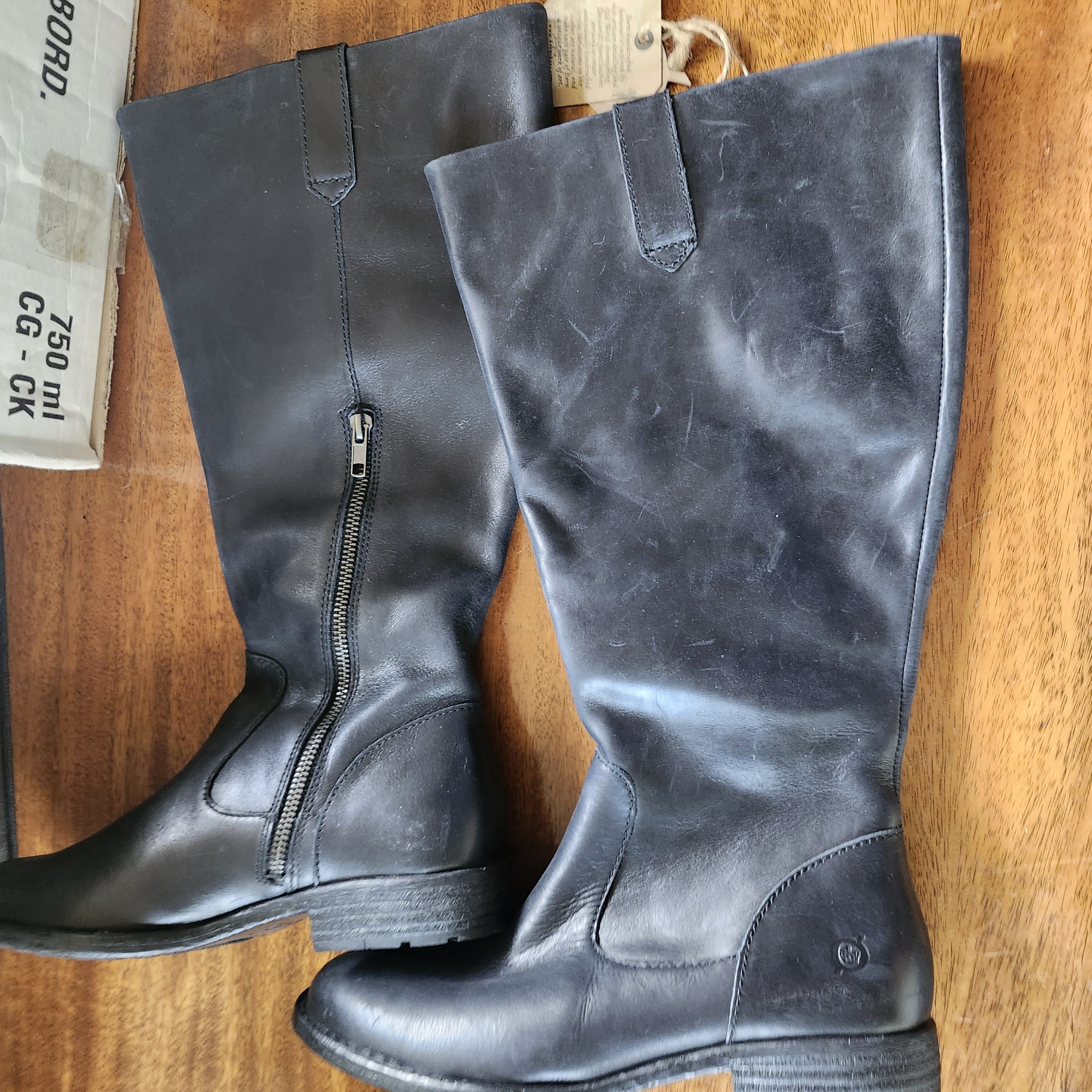 Born Born Womens Black Leather Riding Boots Zip Closure Size 7.5 Size US 7.5 / IT 37.5 - 9 Thumbnail