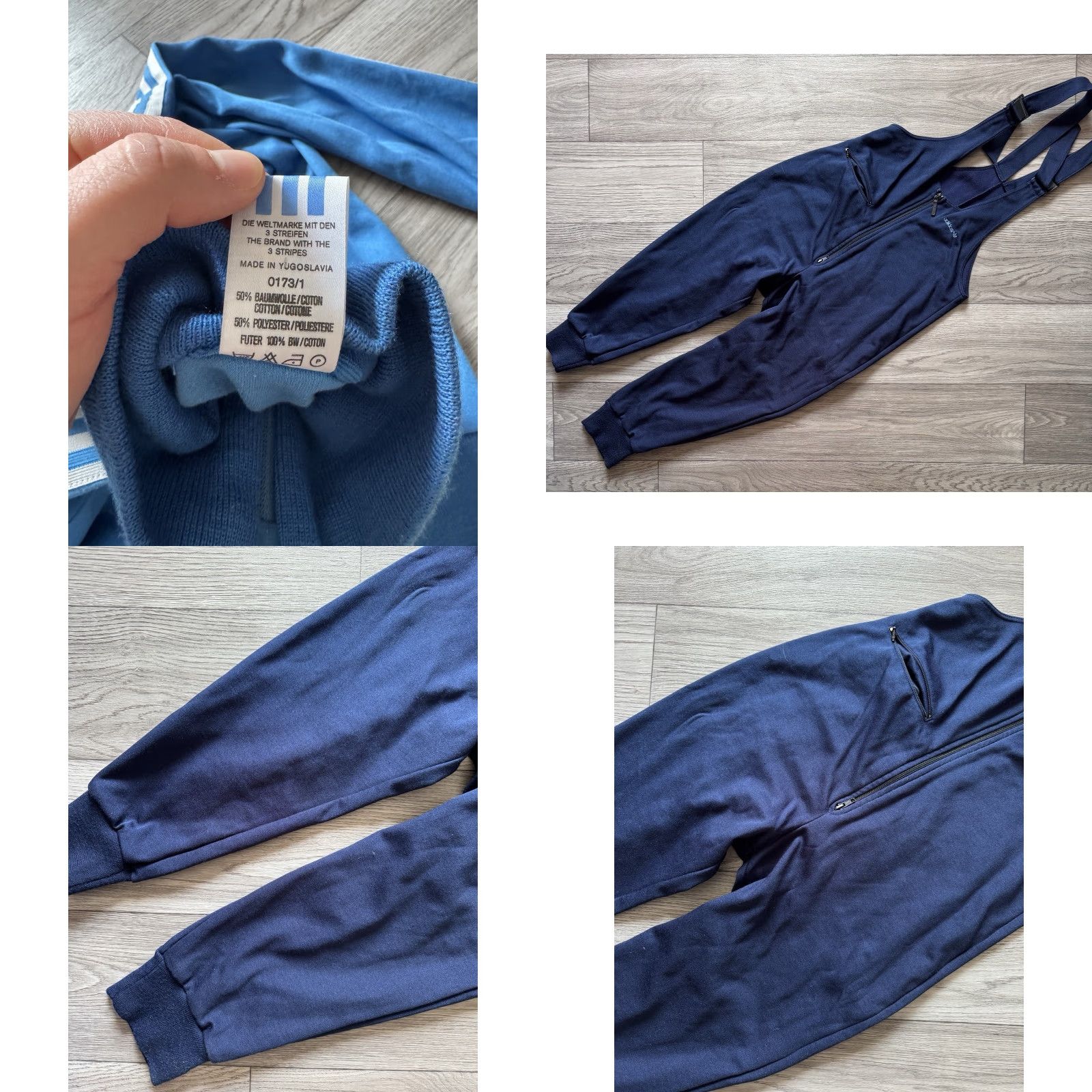 Adidas VINTAGE adidas TRACKSUIT JACKET + OVERALLS JUMPSUIT MEN D50 50 Two Tone Blue/Navy M Size US 34 / EU 50 - 9 Thumbnail