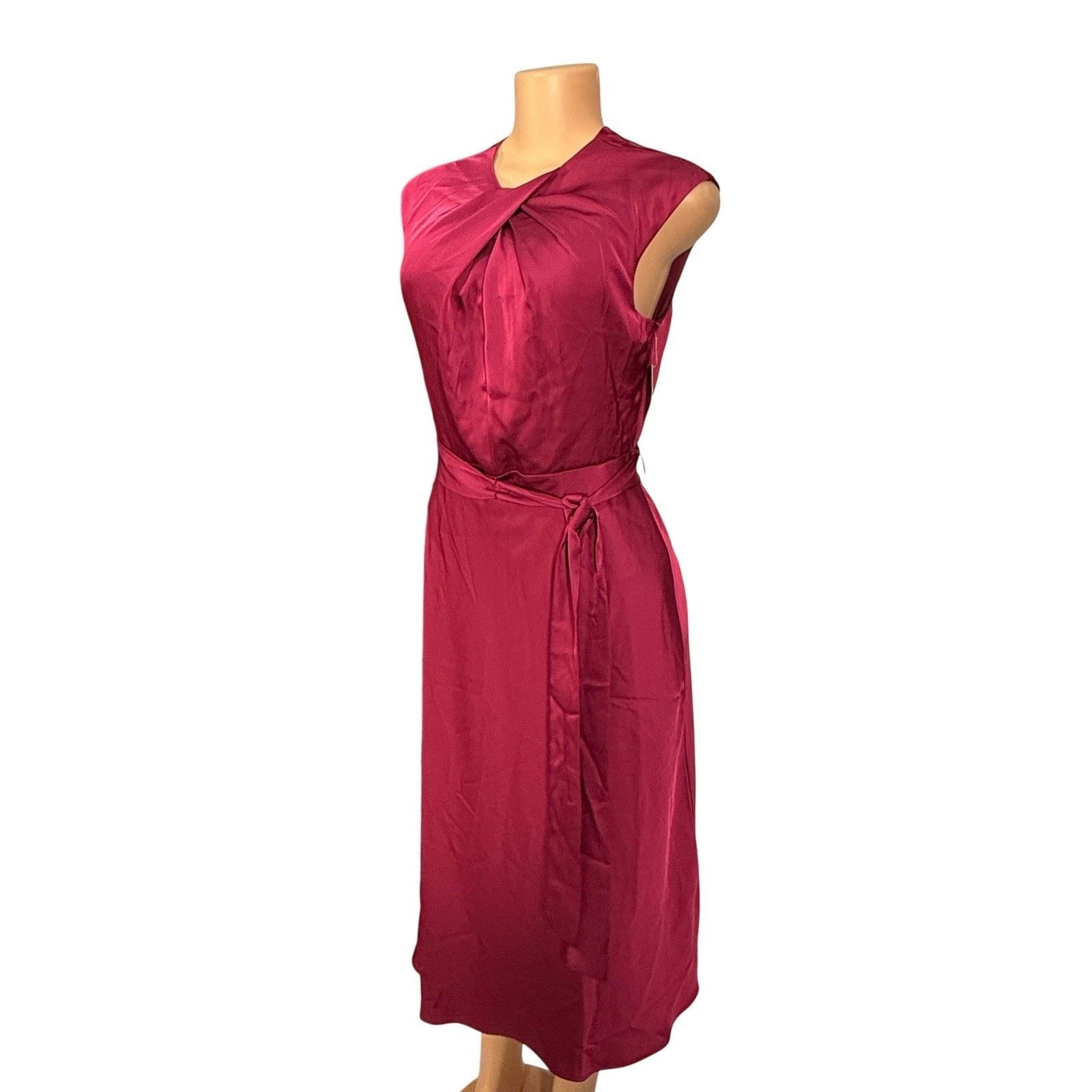 Other Tahari ASL Petite Red Twist Neck Sleeveless Midi Dress Size M / US 6-8 / IT 42-44 - 3 Thumbnail