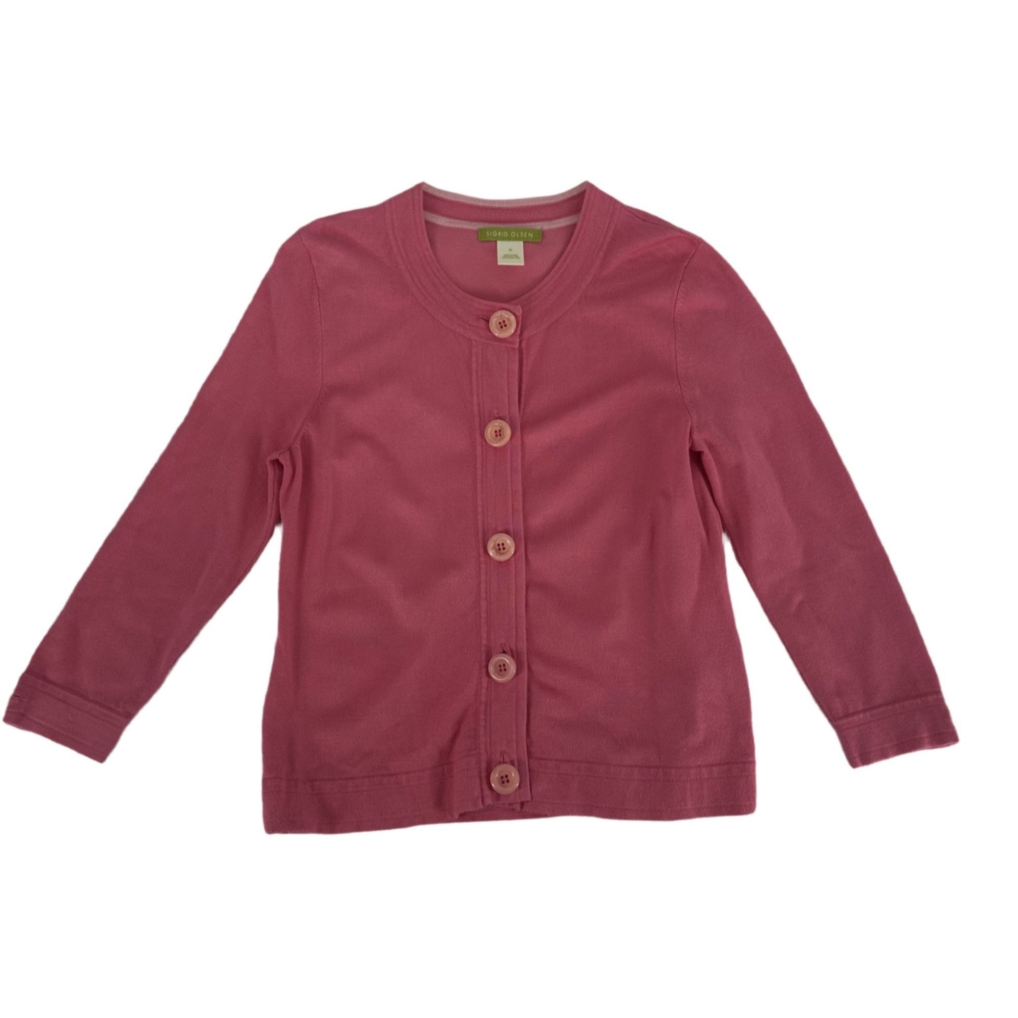Other Sigrid Olsen Dusty Rose Button-Front Crewneck Cardigan Size Size M / US 6-8 / IT 42-44 - 5 Thumbnail