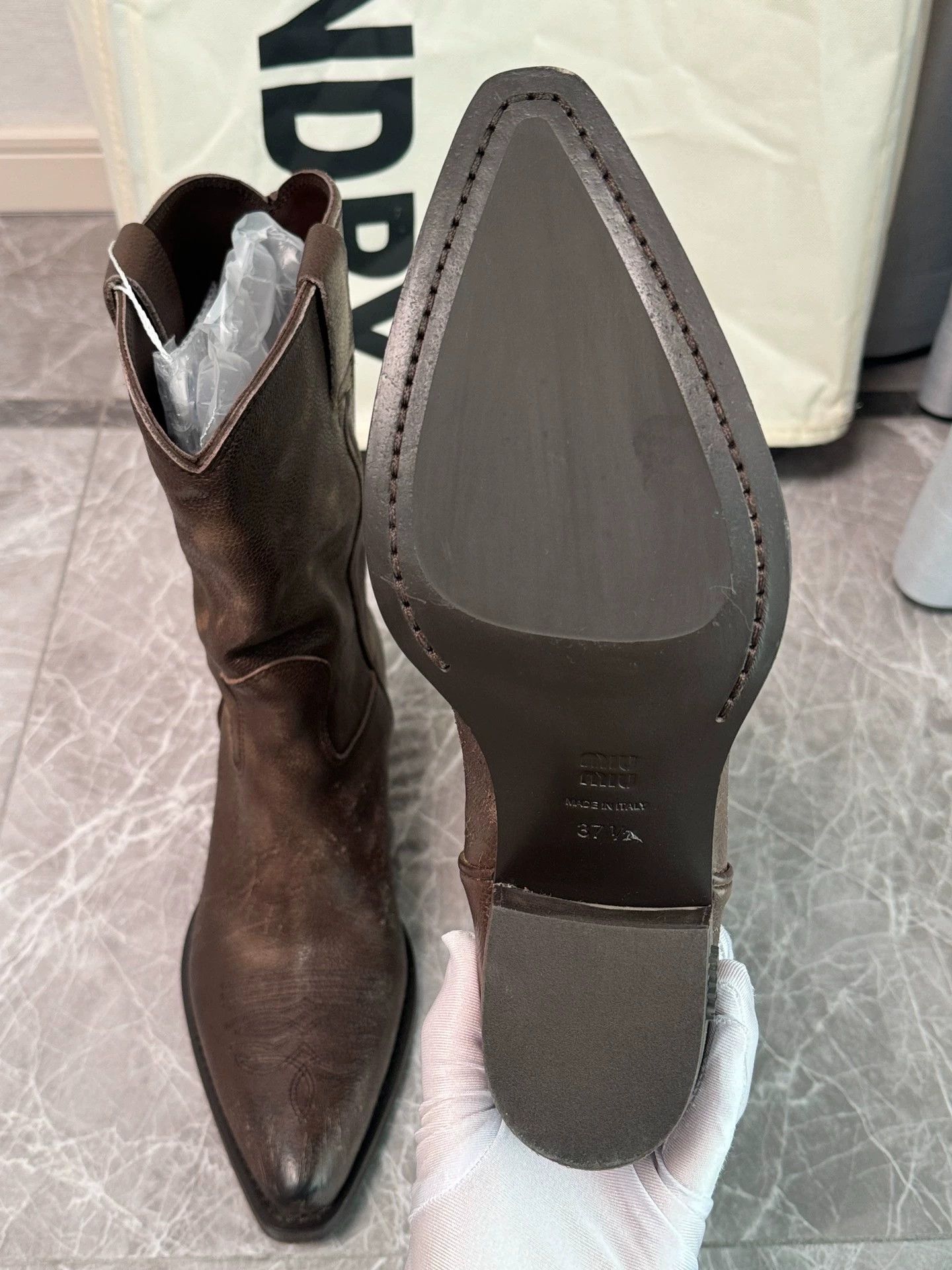 Miu Miu MIU MIU Women's Cocoa Brown Cowboy Boot 37.5 Size US 7 / IT 37 - 8 Thumbnail