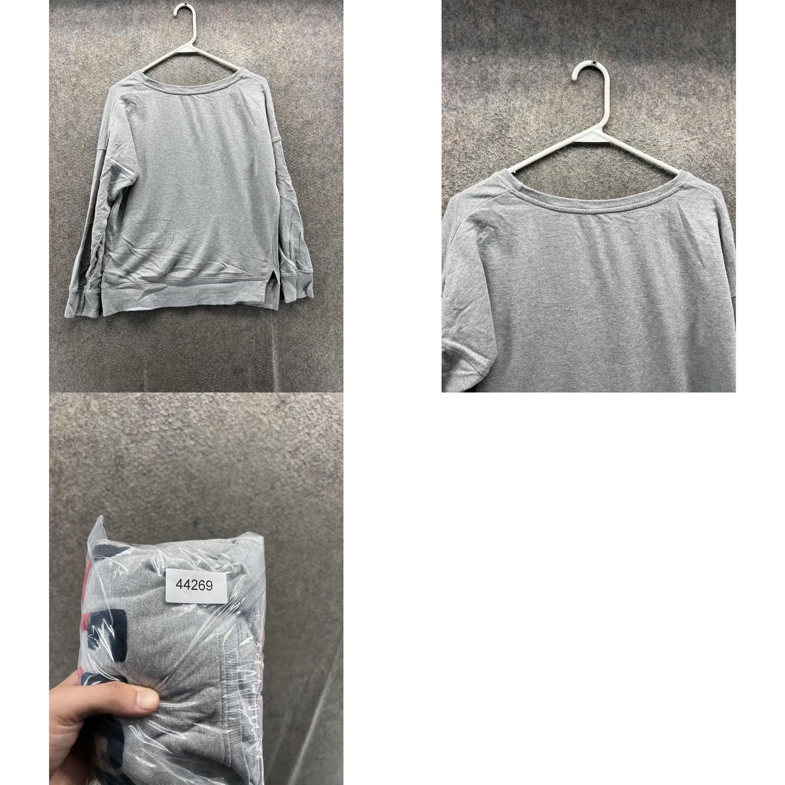 Tommy Hilfiger Tommy Hilfiger Women Medium Gray Fleece Long Sleeve Scoop Neck Shirt Embroidered Size M / US 6-8 / IT 42-44 - 8 Thumbnail