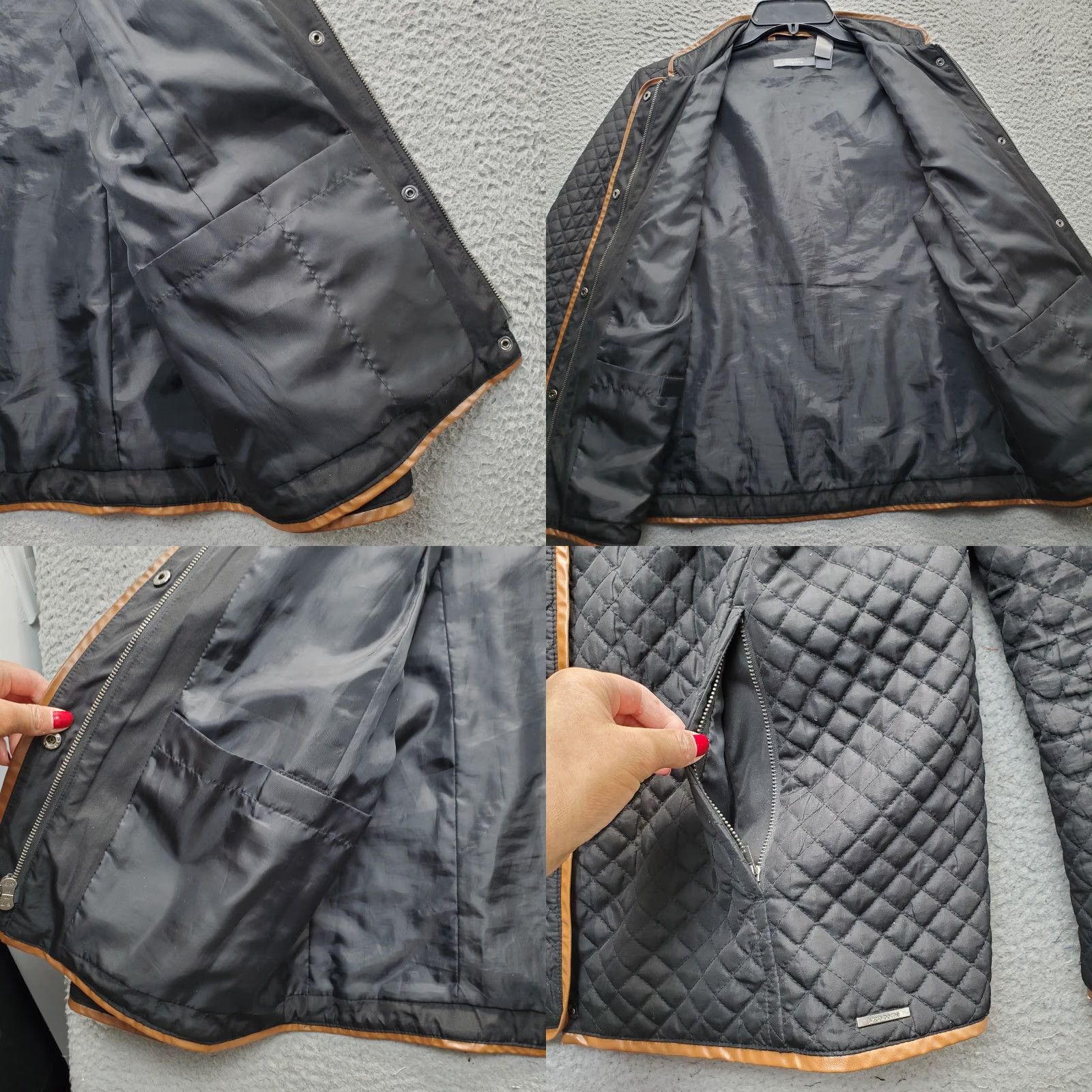 Liz Claiborne Liz Claiborne Diamond Quilted Jacket Womens Black Lightweight Snap Inside Zip Jacket Size L / US 10 / IT 46 - 8 Thumbnail
