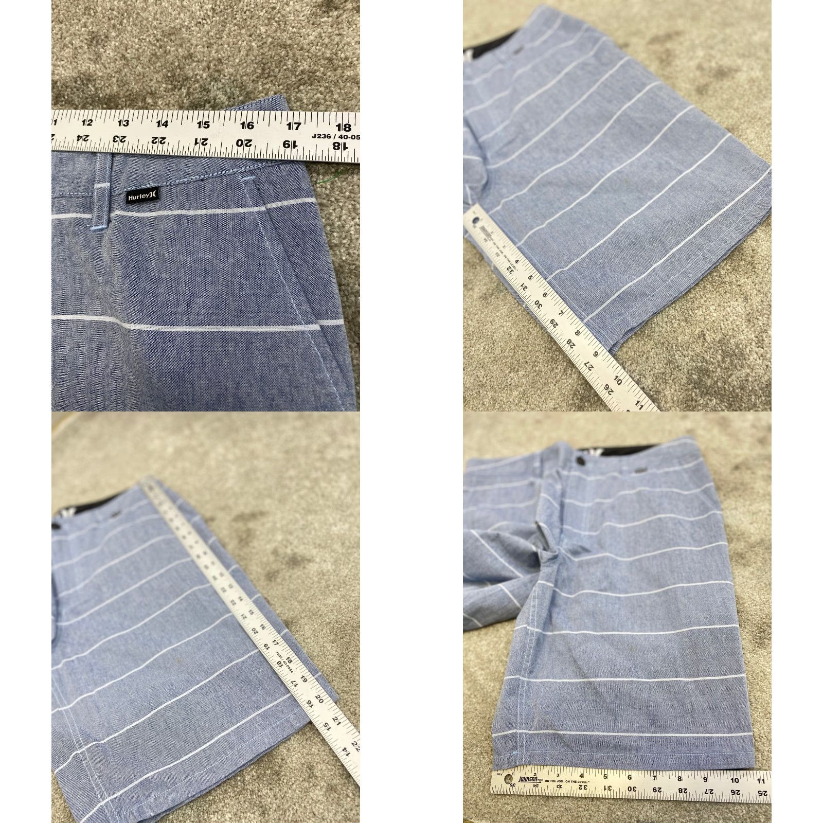 Hurley Hurley Porter Walkshorts Mens 33x9 Blue White Striped Pocket 6659 MWS00005710 Size US 33 - 9 Thumbnail
