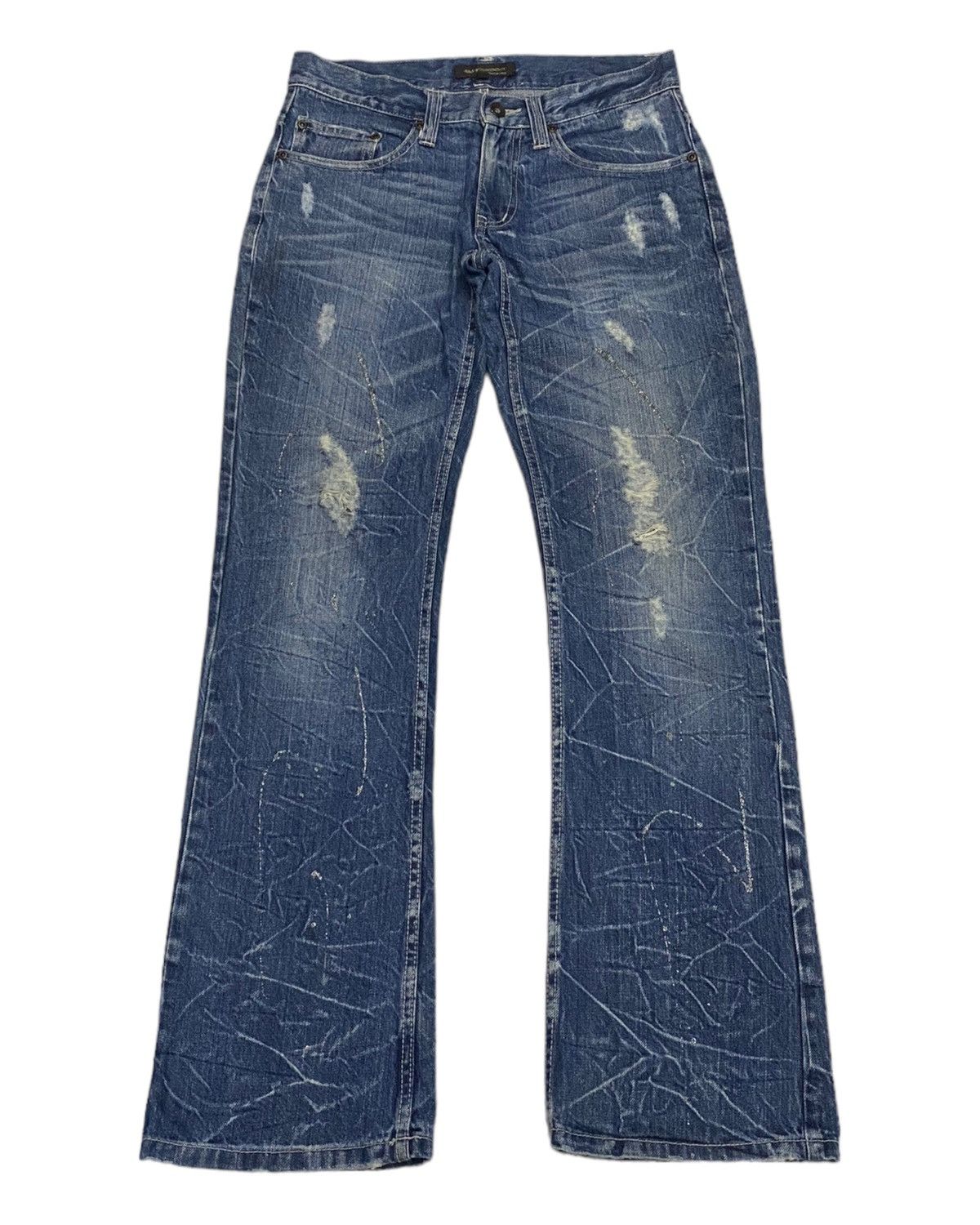 Japanese Brand FLARED JEANS RIPS DISTRESS JAPANESE BRAND UNDERCOVER STYLE Size US 30 / EU 46 - 1 Thumbnail