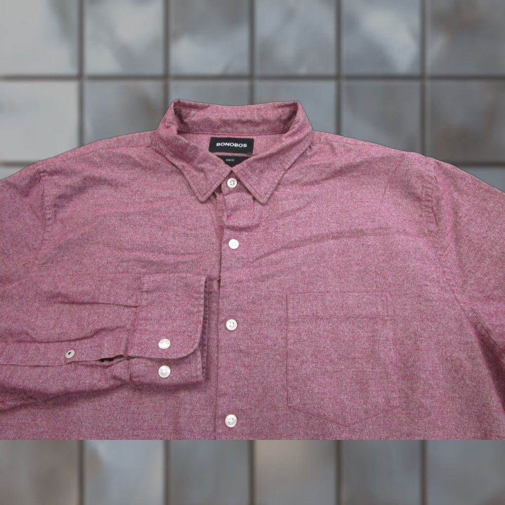 Bonobos Bonobos Shirt Mens XL Red Woven 100% Cotton Slim Fit Long Sleeve Button Up Size US XL / EU 56 / 4 - 1 Thumbnail