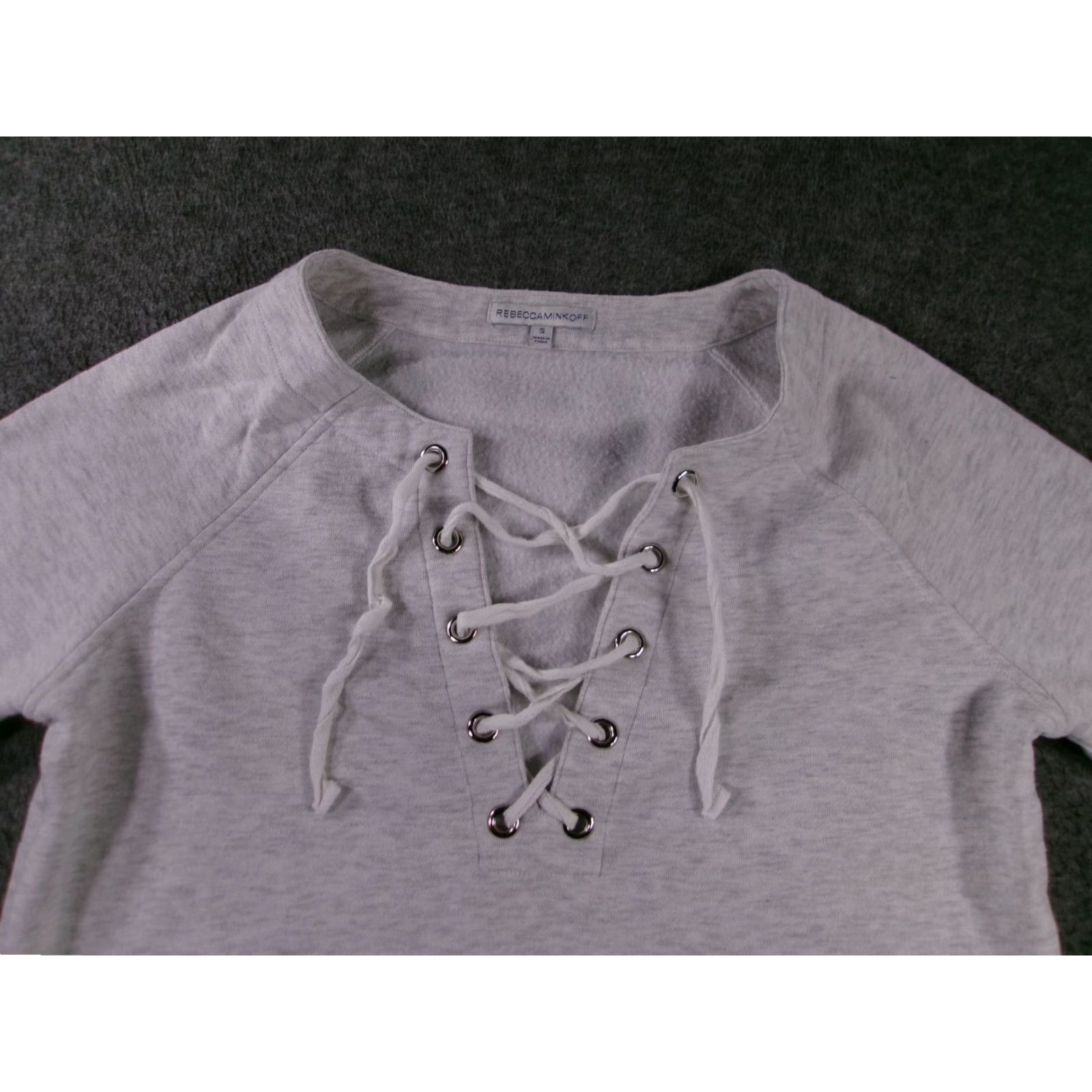 Rebecca Minkoff Rebecca Minkoff Sweatshirt Womens S Lace Up Front Pullover Crewneck Gray Casual Size S / US 4 / IT 40 - 2 Thumbnail