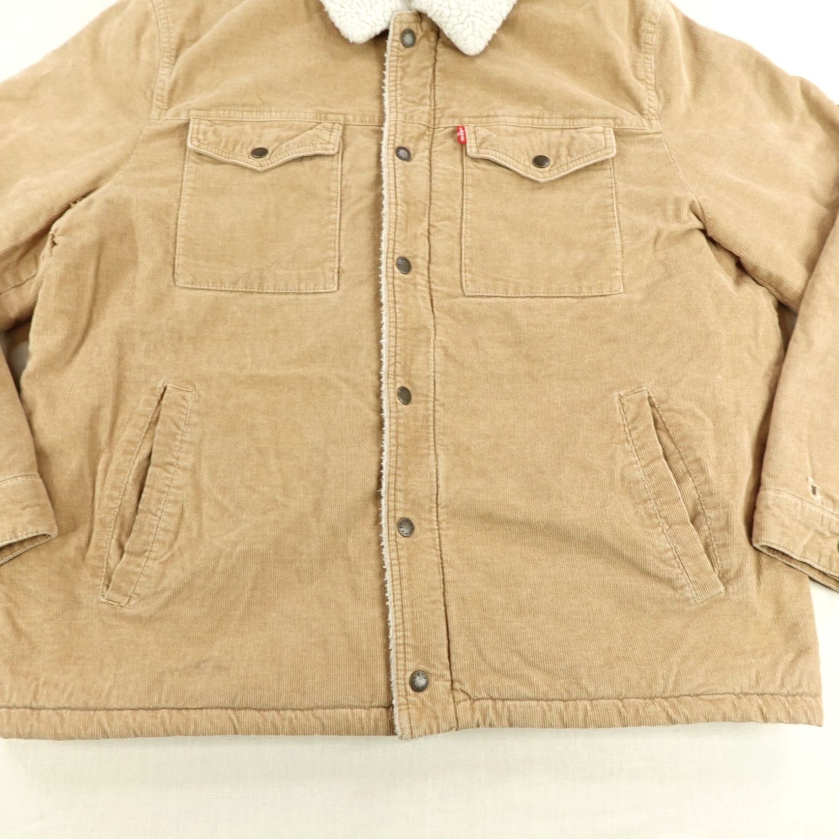 Levi's VINTAGE Levi's Jacket Mens XL Beige Corduroy Bomber Coat Lined Sherpa Fleece Cotton Solid Size US XL / EU 56 / 4 - 4 Thumbnail