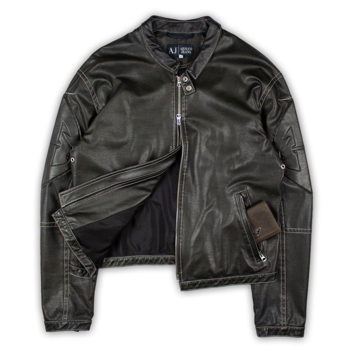 Armani Armani jeans Embossed Leather Biker Jacket Size US L / EU 52-54 / 3 - 2 Thumbnail