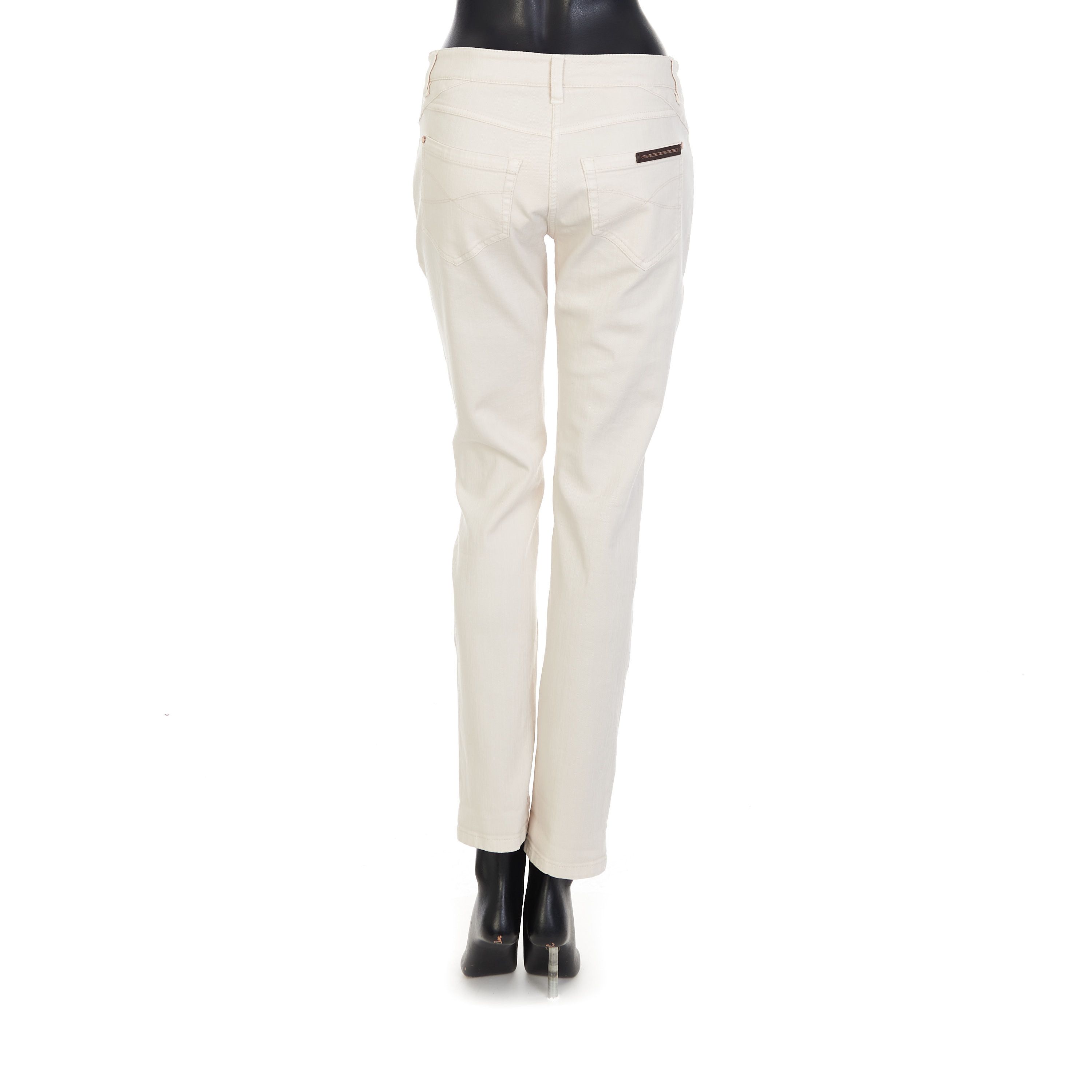 Brunello Cucinelli White Stretch Dyed Denim Five-Pocket Trousers Size 30" / US 8 / IT 44 - 4 Thumbnail