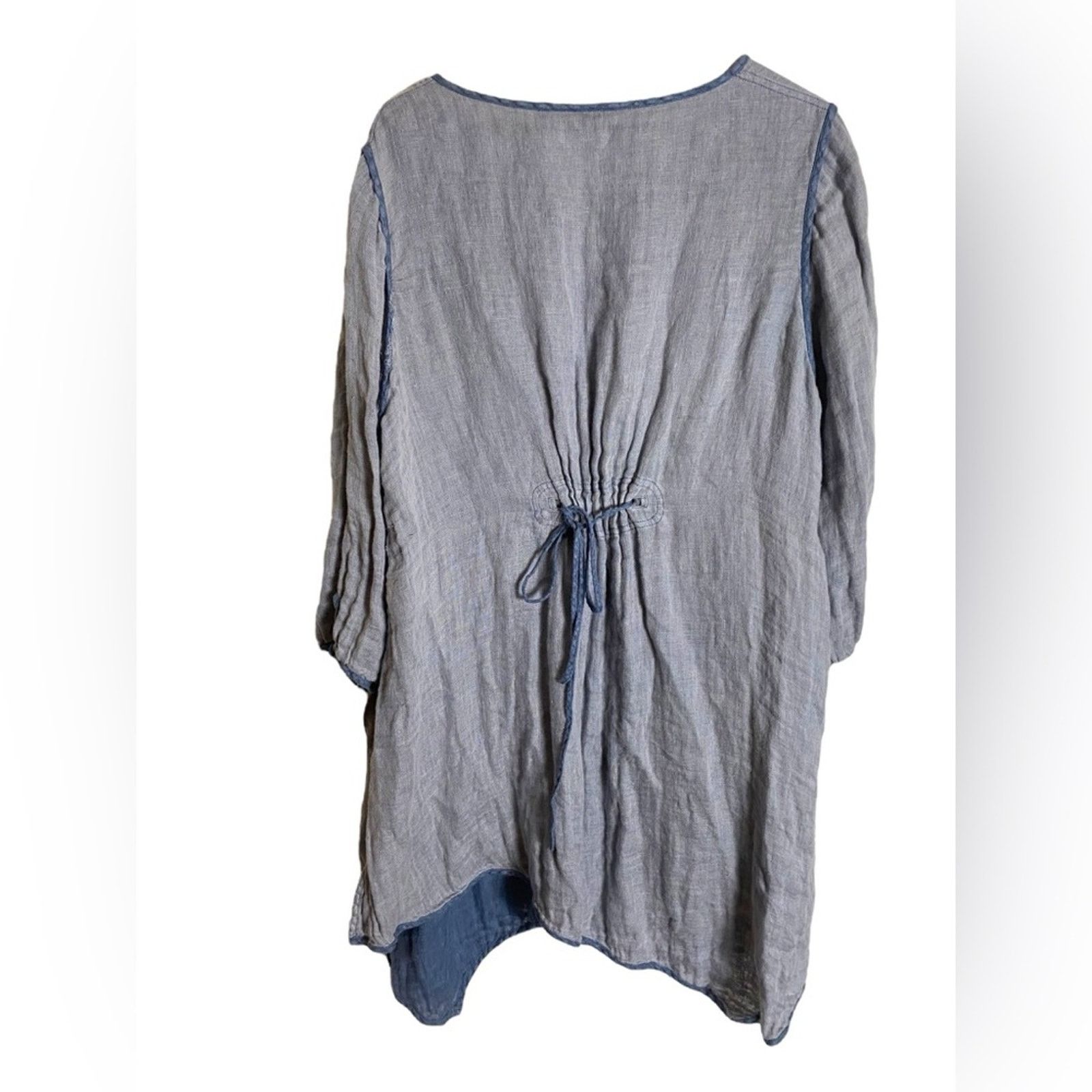 Other Cheyenne Flower Linen Tunic Blue 1X Size XL / US 12-14 / IT 48-50 - 2 Thumbnail