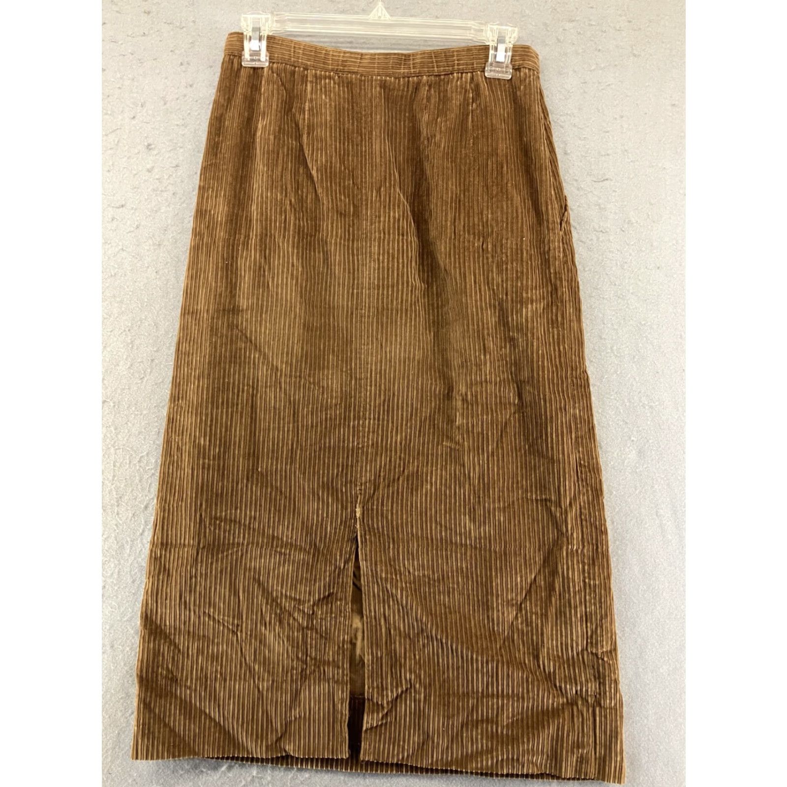 Vintage Schrader Brown Corduroy Midi Skirt Womens 6 Pleated Casual with Pockets & Back Slit 90s Size 28" / US 6 / IT 42 - 7 Thumbnail