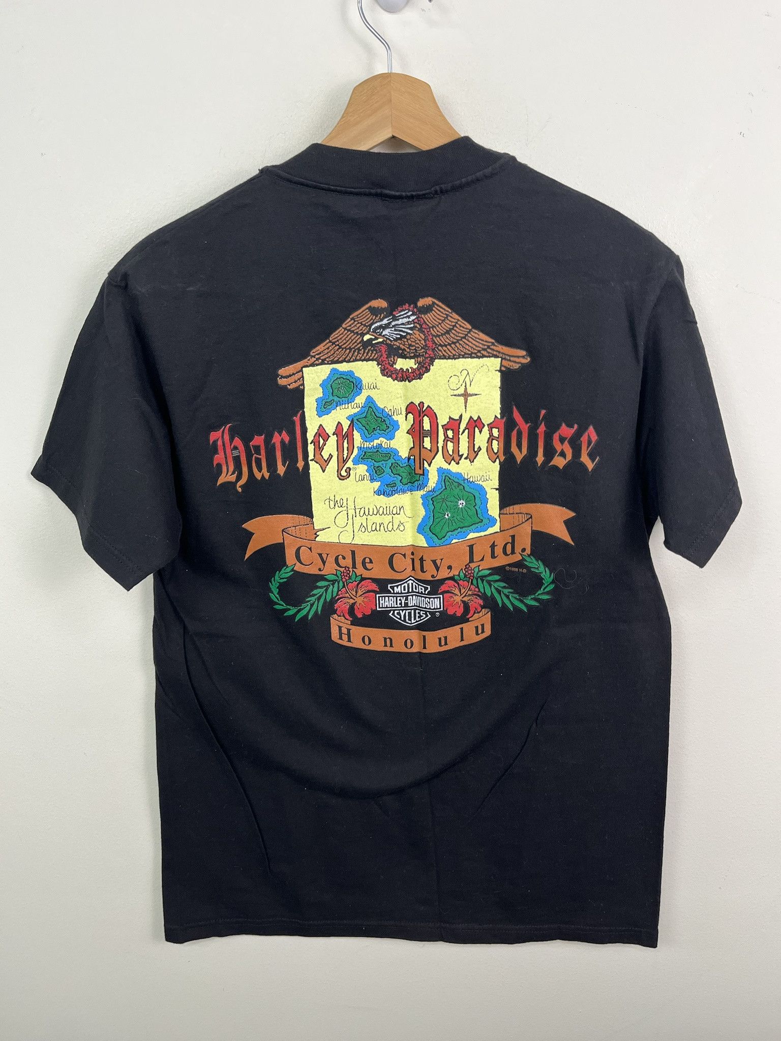 Pre-owned Harley Davidson Vintage 1998  Honolulu Hawaii Harley Paradise Tee Size M In Black