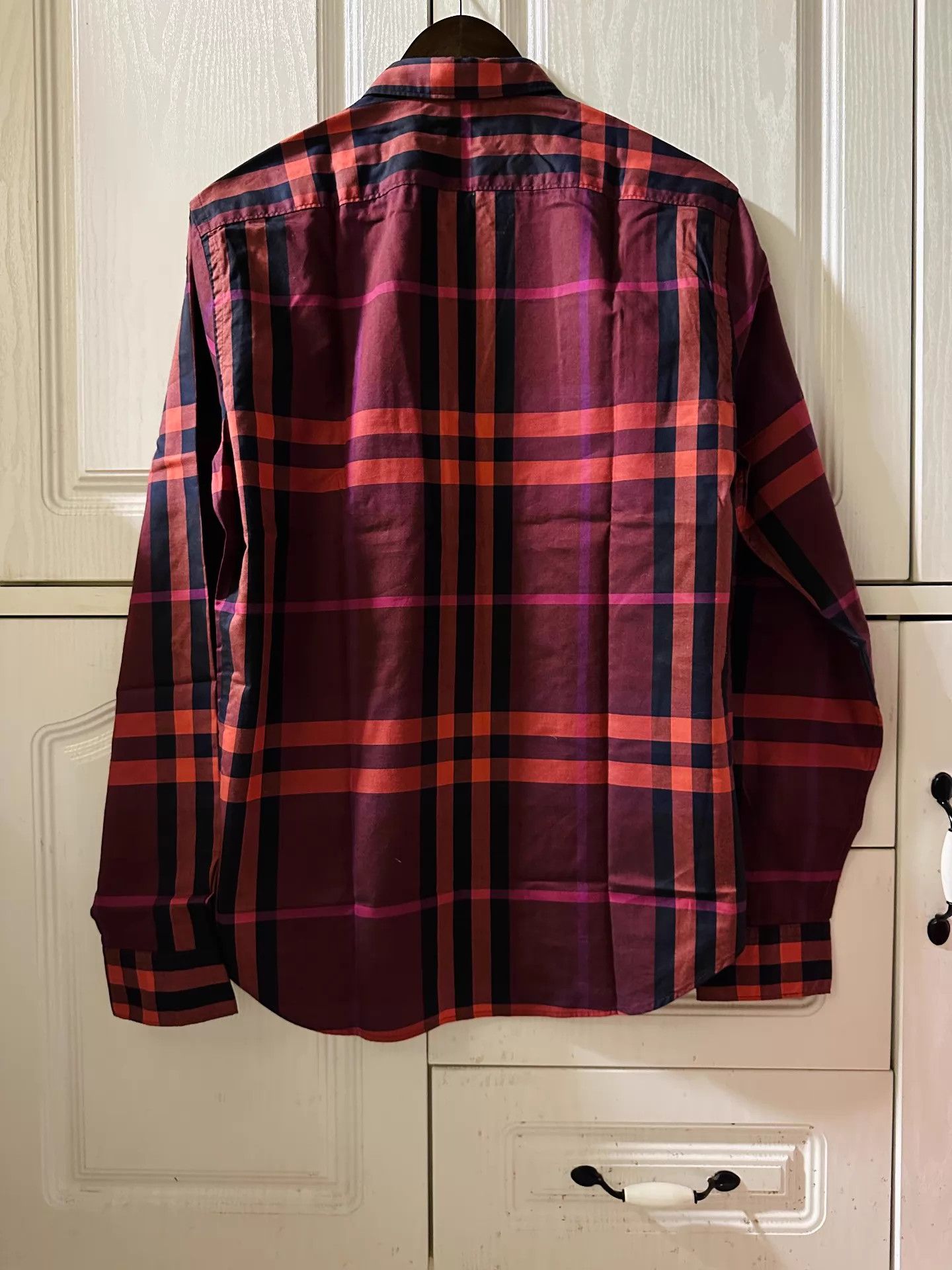 Burberry BURBERRY Men's Red Black Purple Tartan Shirt M 98 New Size US M / EU 48-50 / 2 - 2 Thumbnail