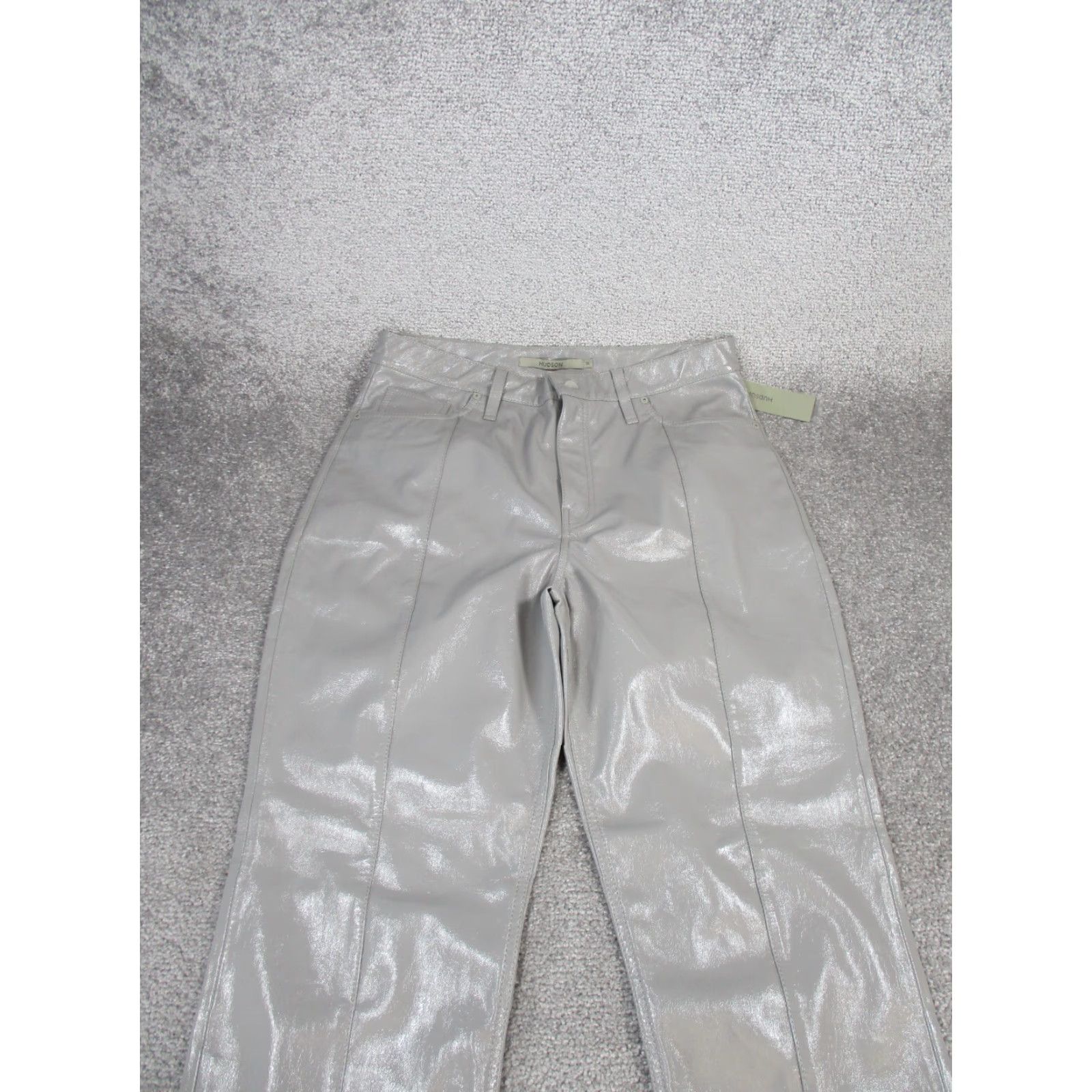Hudson VINTAGE Hudson Pants Womens 31 Gray Faux Leather Straight Chino 90s Girls Size 24" / US 00 / IT 34 - 2 Thumbnail