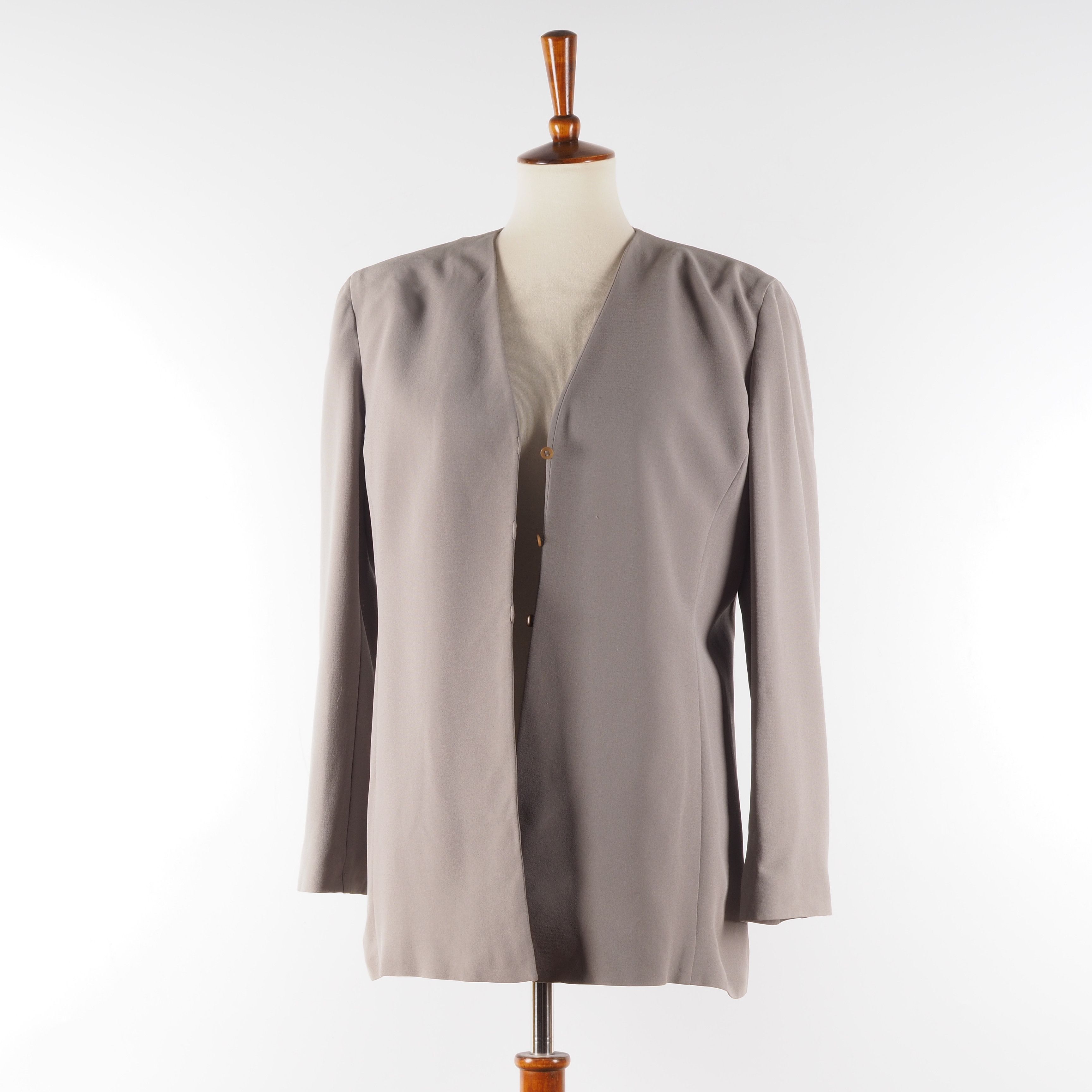 Armani × Giorgio Armani × Vintage Giorgio Armani 90s Vintage Beige Silk Blazer Jacket Size L / US 10 / IT 46 - 3 Thumbnail
