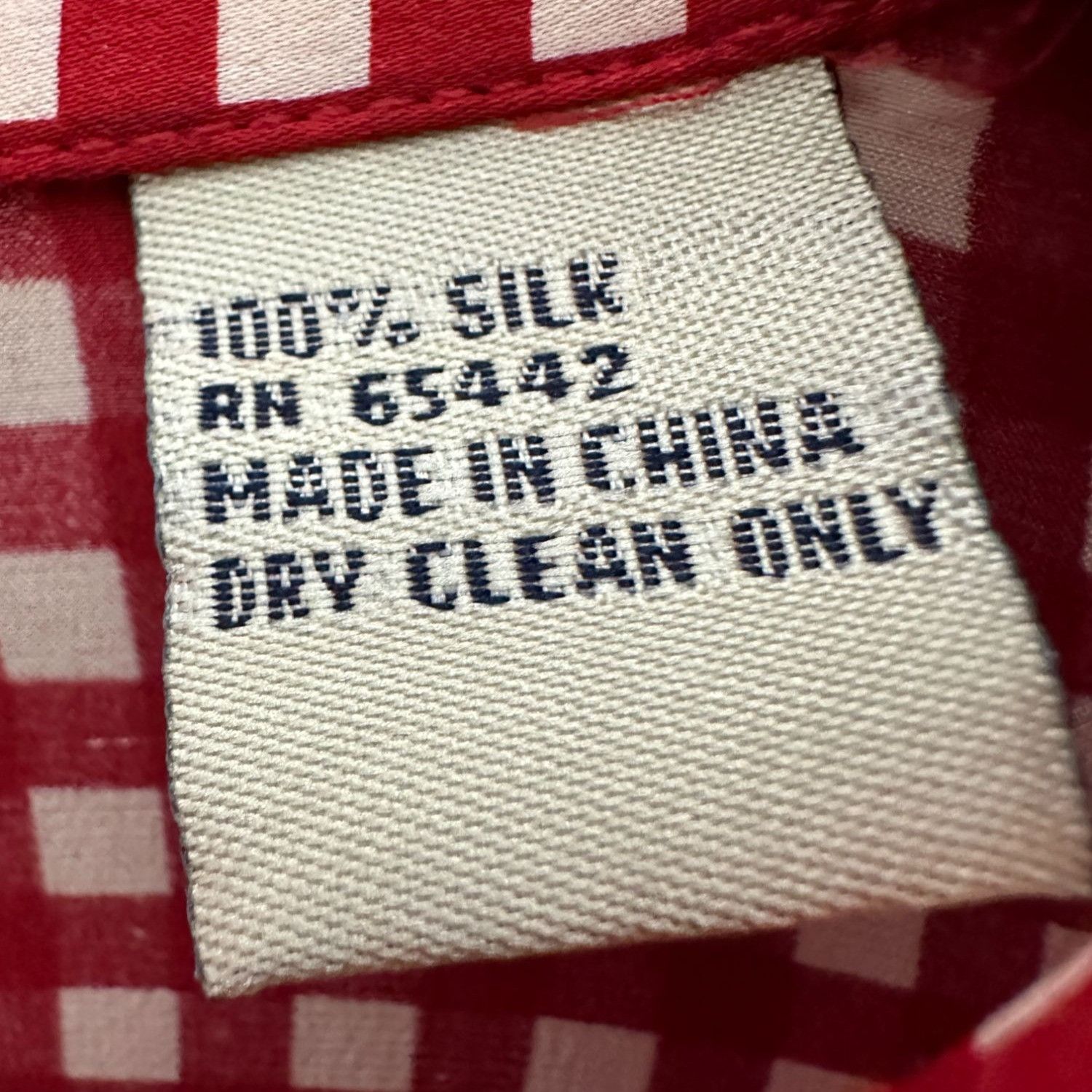 Ann Taylor Ann Taylor Silk Red and White Gingham Checkered Long Sleeve Size XS / US 0-2 / IT 36-38 - 7 Thumbnail