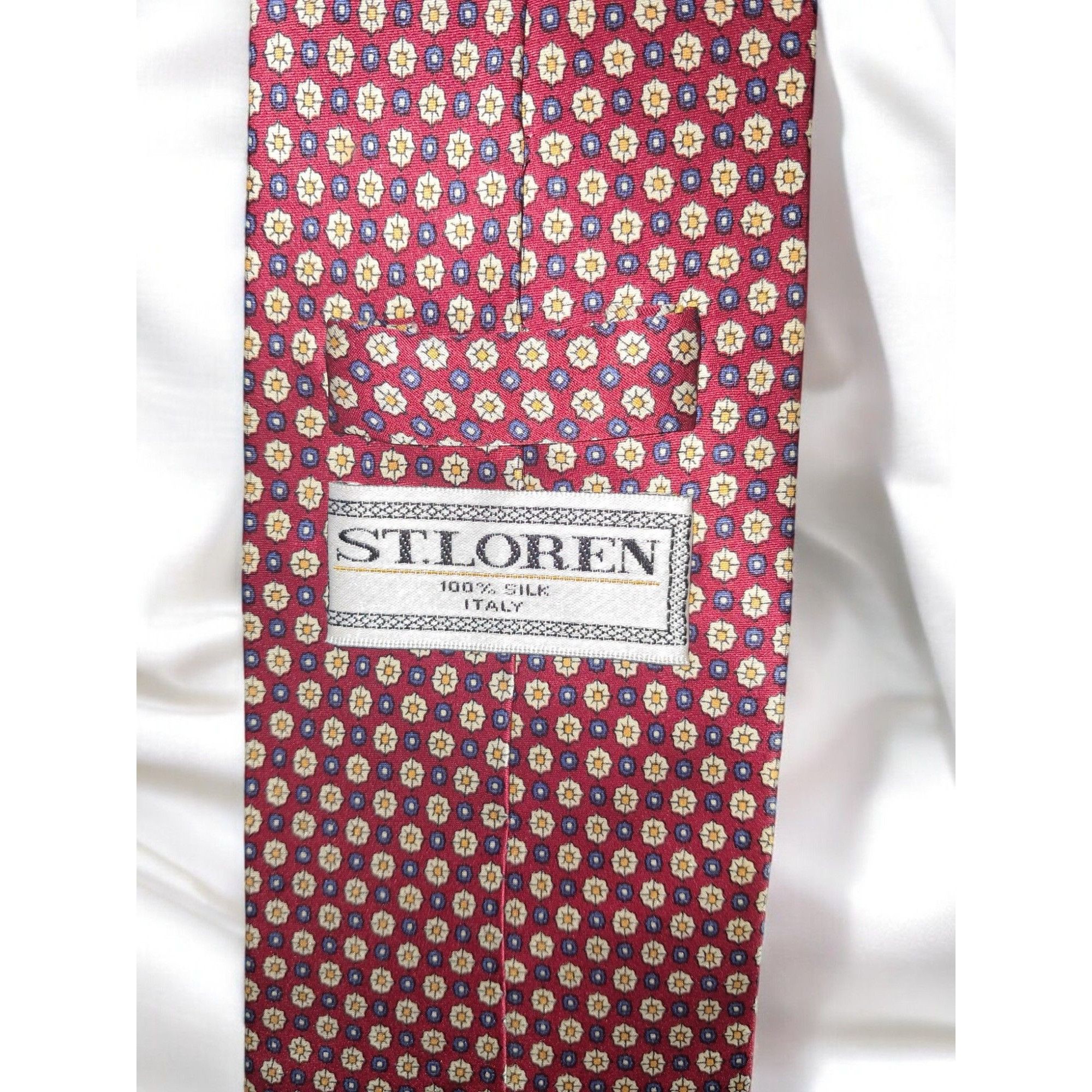Other St. Loren 100% Silk Tie – Italian-Made Red Geometric Necktie Size ONE SIZE - 4 Thumbnail