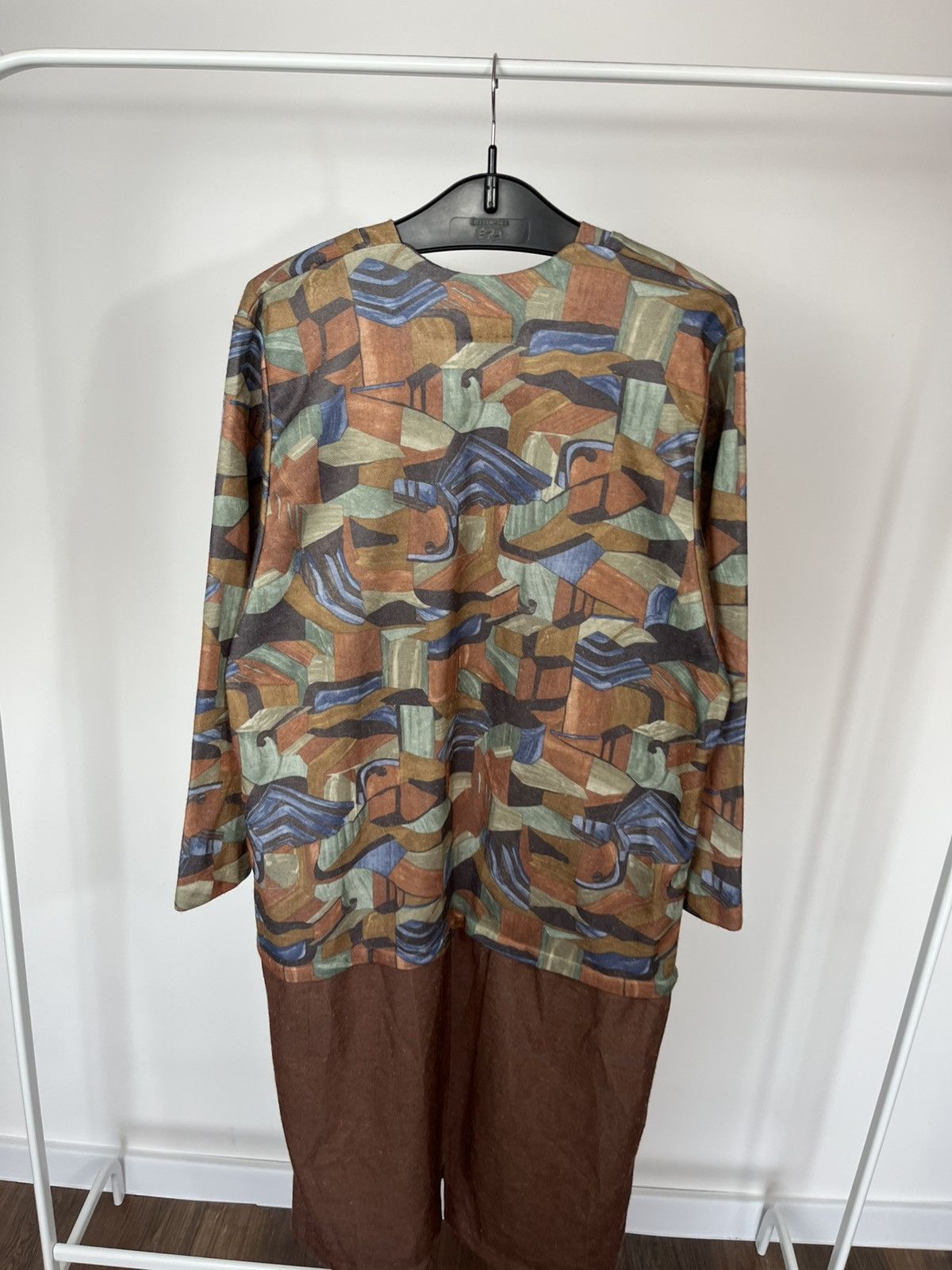 Other Vintage Abstract Dress Angora Blend Made in France Maxi 52 Size L / US 10 / IT 46 - 12 Thumbnail