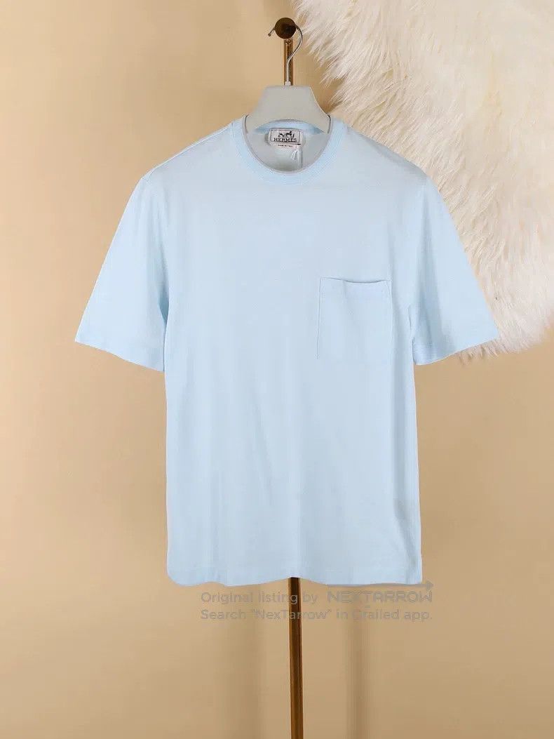 Hermes Hermes Mens Cotton Short Sleeve T-Shirt with Grey Collar E Size US S / EU 44-46 / 1 - 1 Thumbnail
