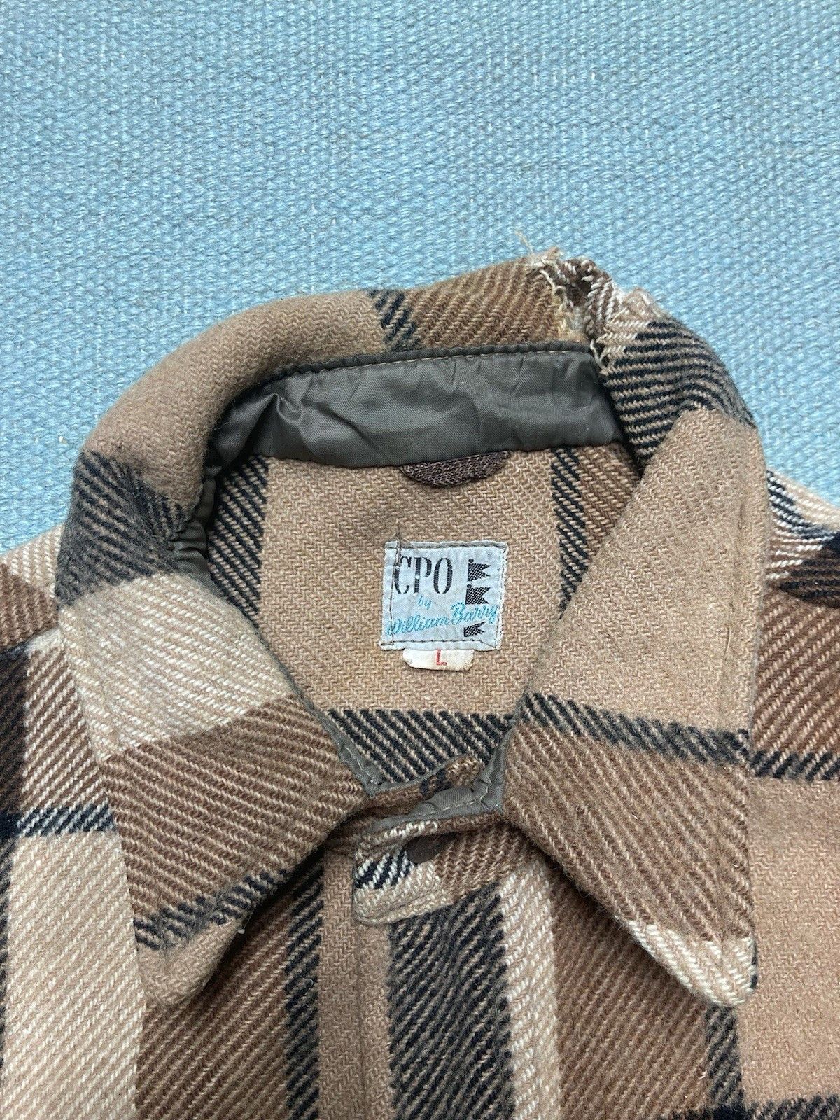 Vintage 50s 60s wool CPO shirt plaid anchor button distressed large Size US L / EU 52-54 / 3 - 8 Thumbnail