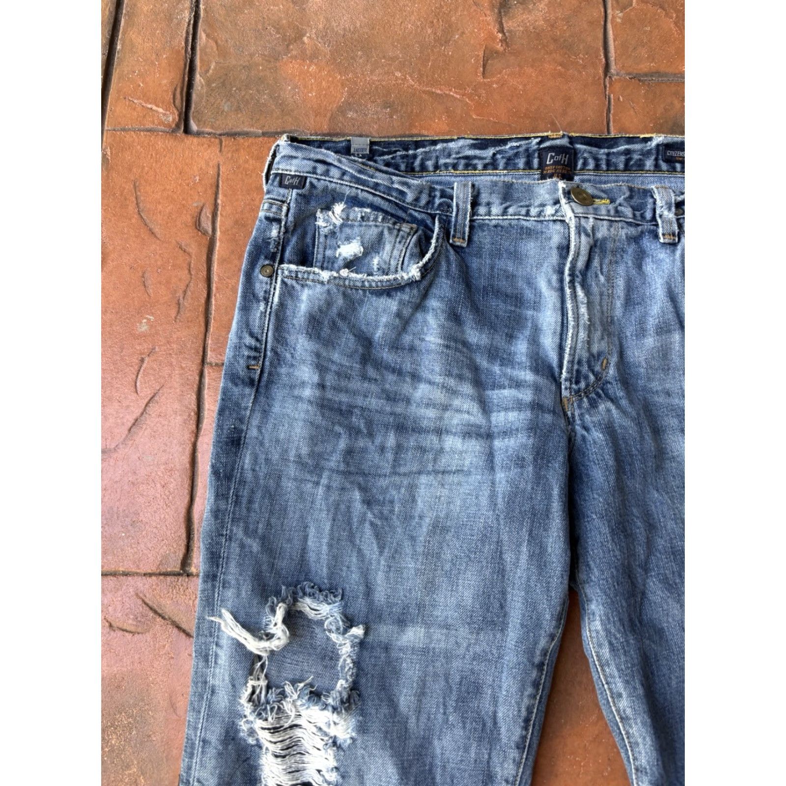 Citizens Of Humanity Y2K Citizens Of Humanity Jeans Mens 36x33.5 Jagger Bootcut Distressed Denim Blue 5-Pocket Belt Loops Slim Relaxed USA Size US 36 / EU 52 - 5 Thumbnail
