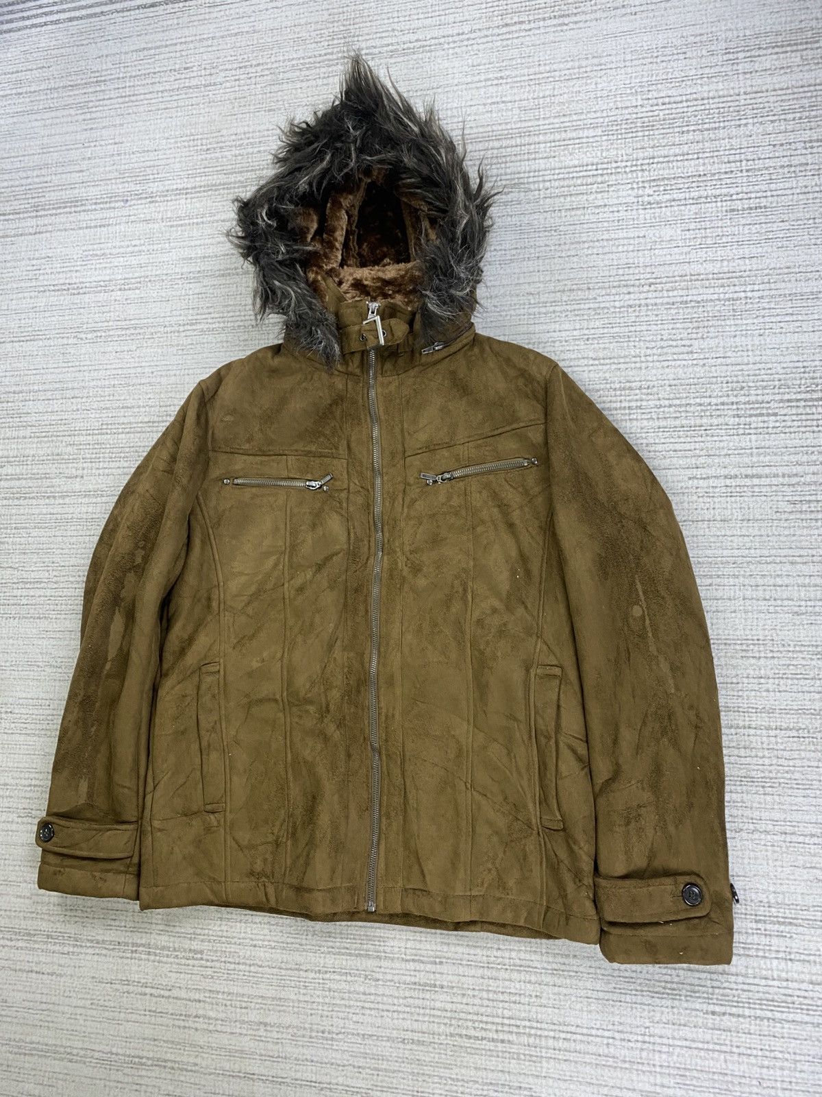 If Six Was Nine 🔥Louis Chavlon Faux Fur Hoodie Suede Leather Jacket Size US M / EU 48-50 / 2 - 4 Thumbnail