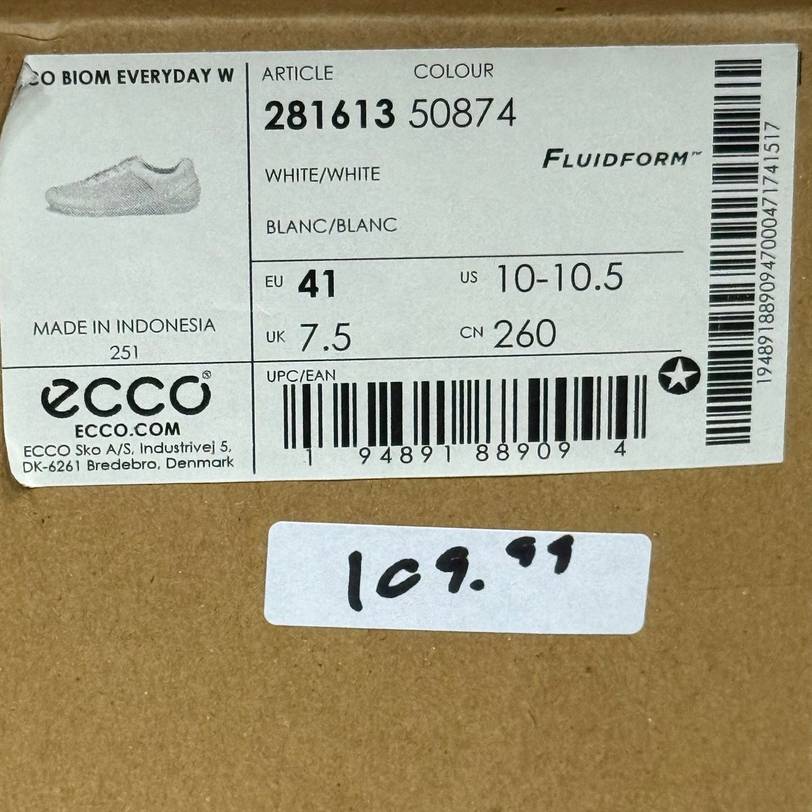 Ecco ECCO WOMEN'S 41 BIOM EVERYDAY TRAINERS WHITE/WHITE SNEAKER Size US 10 / IT 40 - 5 Thumbnail