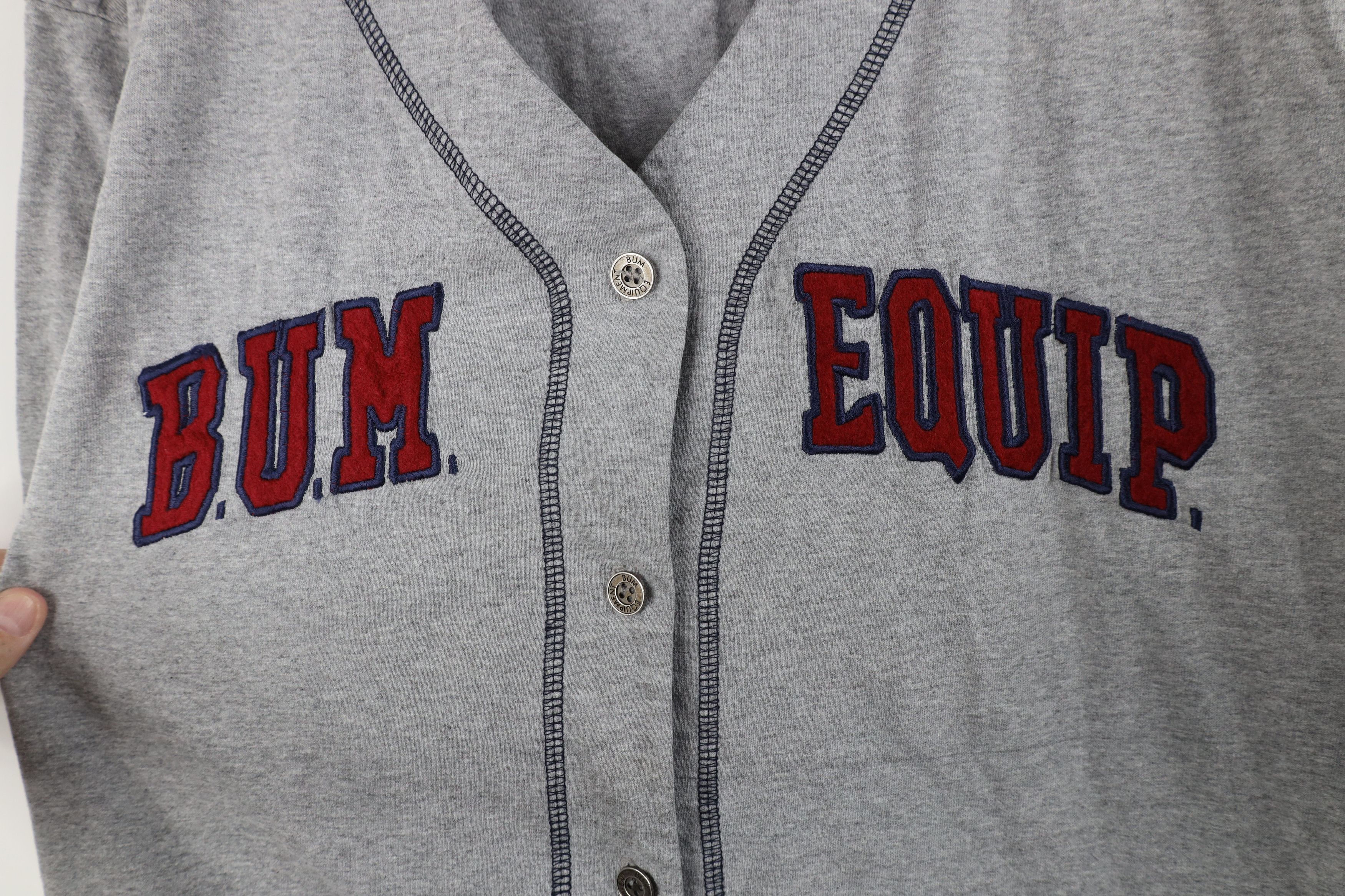 Vintage Vintage 90s Bum Equipment Spell Out Baseball Jersey Gray Size XL / US 12-14 / IT 48-50 - 6 Thumbnail