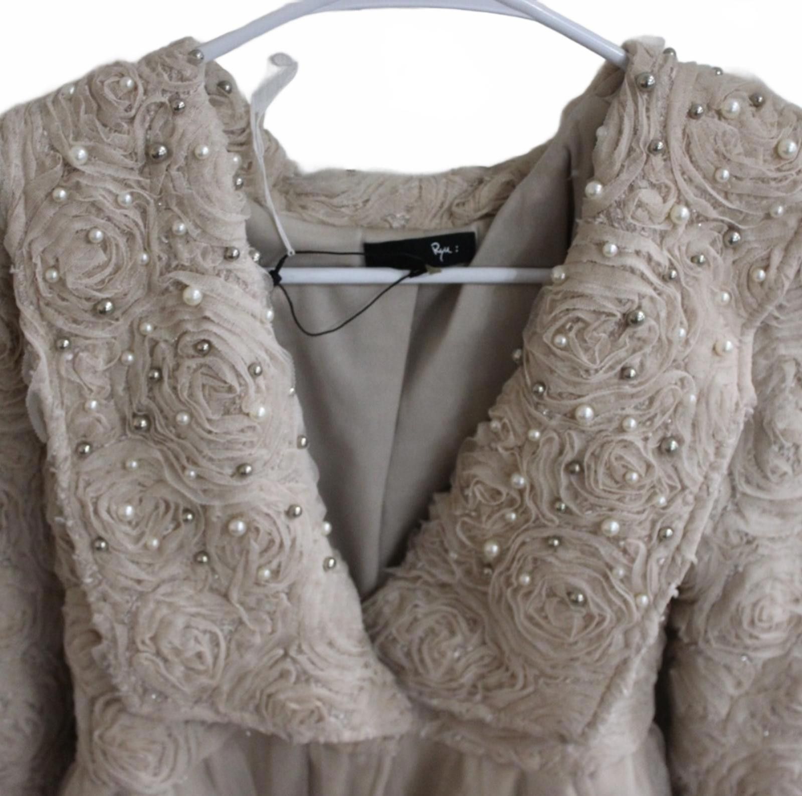 Ryuichiro Shimazaki Ryu Beige Embroidered and Pearl-Accented Dress w Tulle Small Size S / US 4 / IT 40 - 3 Thumbnail