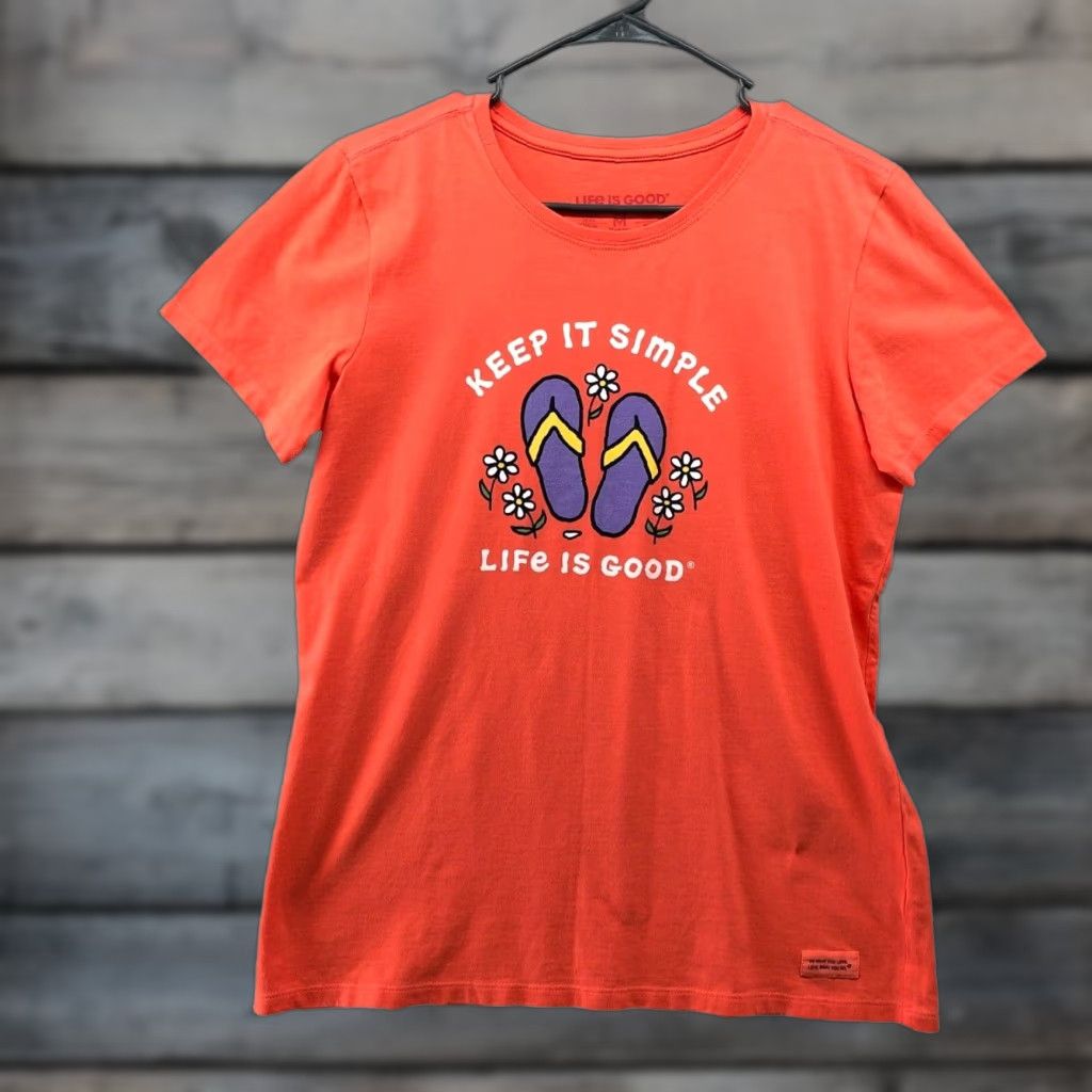 Life is Good Life Is Good Women's T-Shirt M Crew Neck Short Sleeve Cotton Beach Vacation Orange Summer Size M / US 6-8 / IT 42-44 - 1 Thumbnail