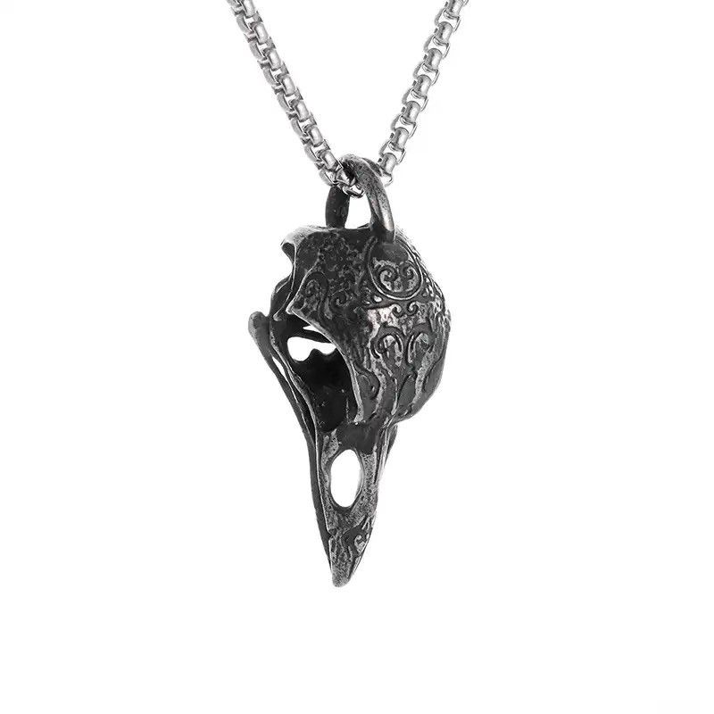 Vintage Vintage Goth Crow Skull Necklace Size ONE SIZE - 4 Thumbnail
