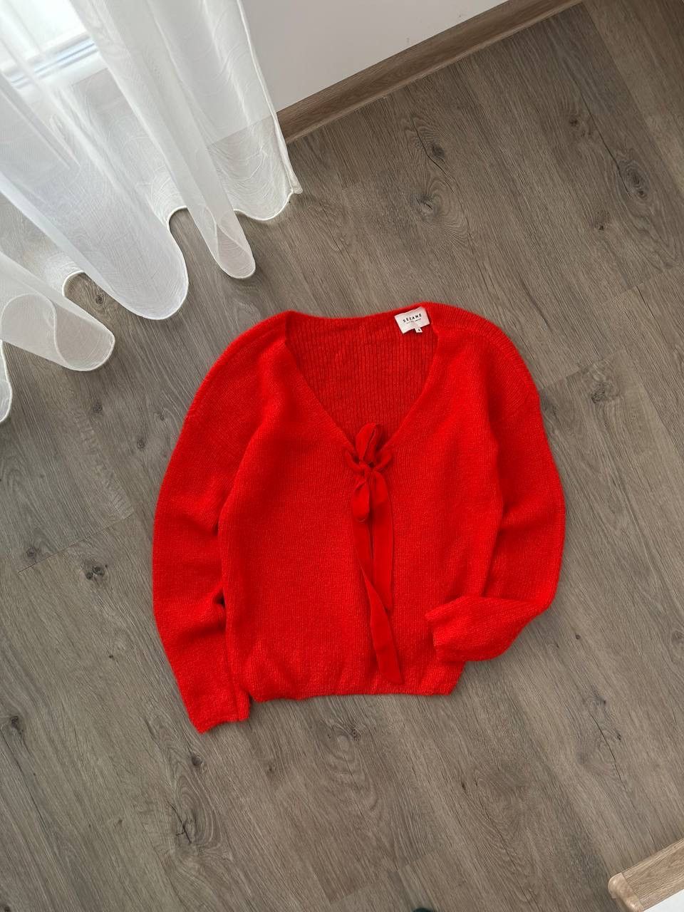 Sezane × Vintage Vintage Sezane Cardigan Gaspard Super Kid Mohair Red Sweater Size S / US 4 / IT 40 - 2 Thumbnail