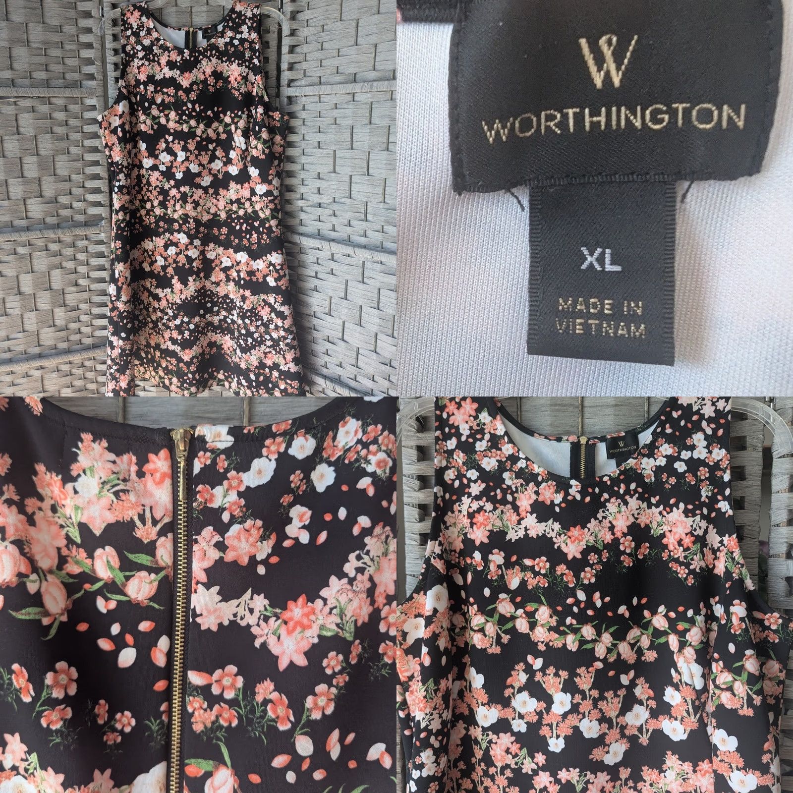 Worthington Worthington Black Floral Sleeveless Mini Shift Dress Sz M Office Chic Whimsigoth Size M / US 6-8 / IT 42-44 - 8 Thumbnail