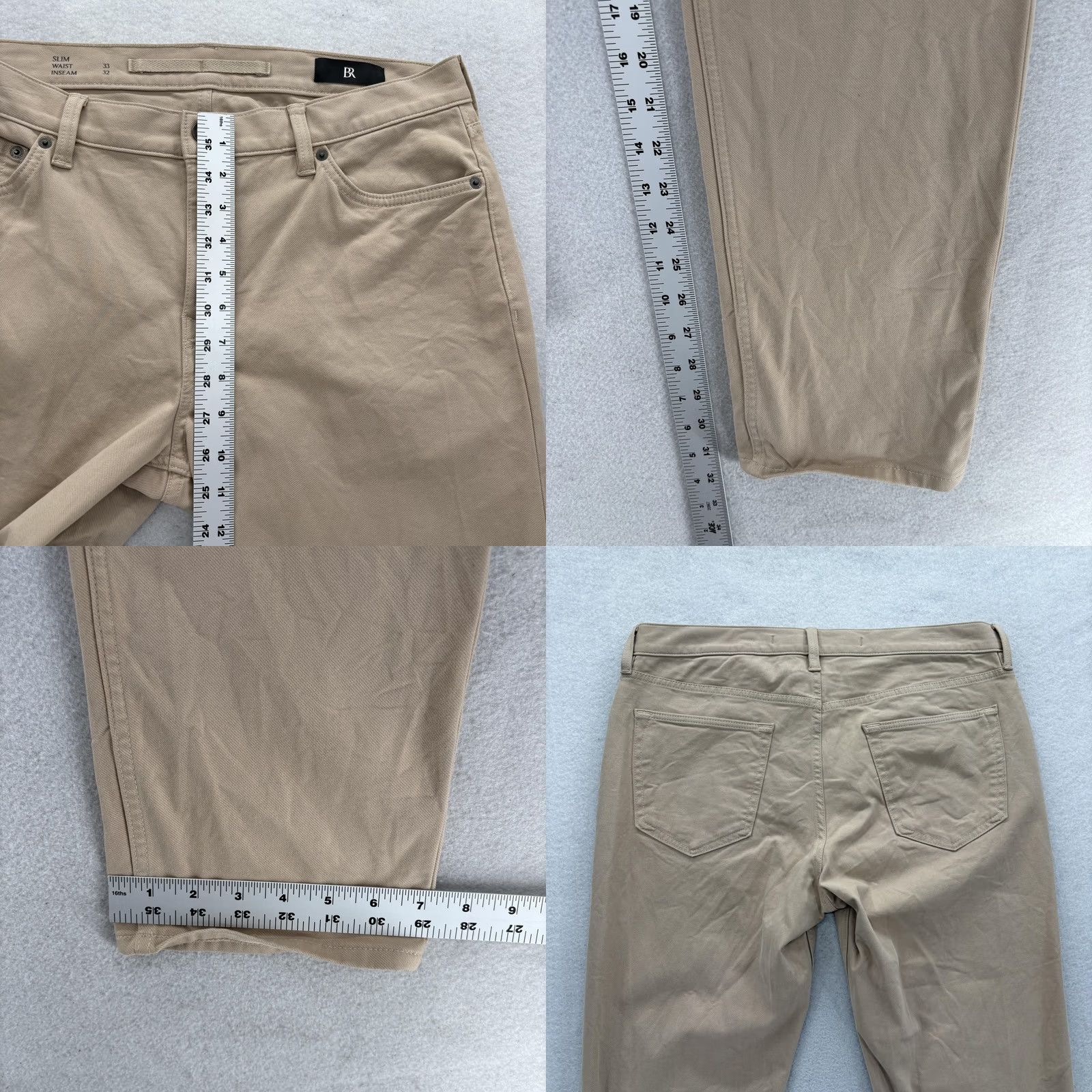 Banana Republic Banana Republic Traveler Pants Mens 33x32 Beige Slim Fit Stretch Khaki 5-Pocket Size US 33 - 8 Thumbnail
