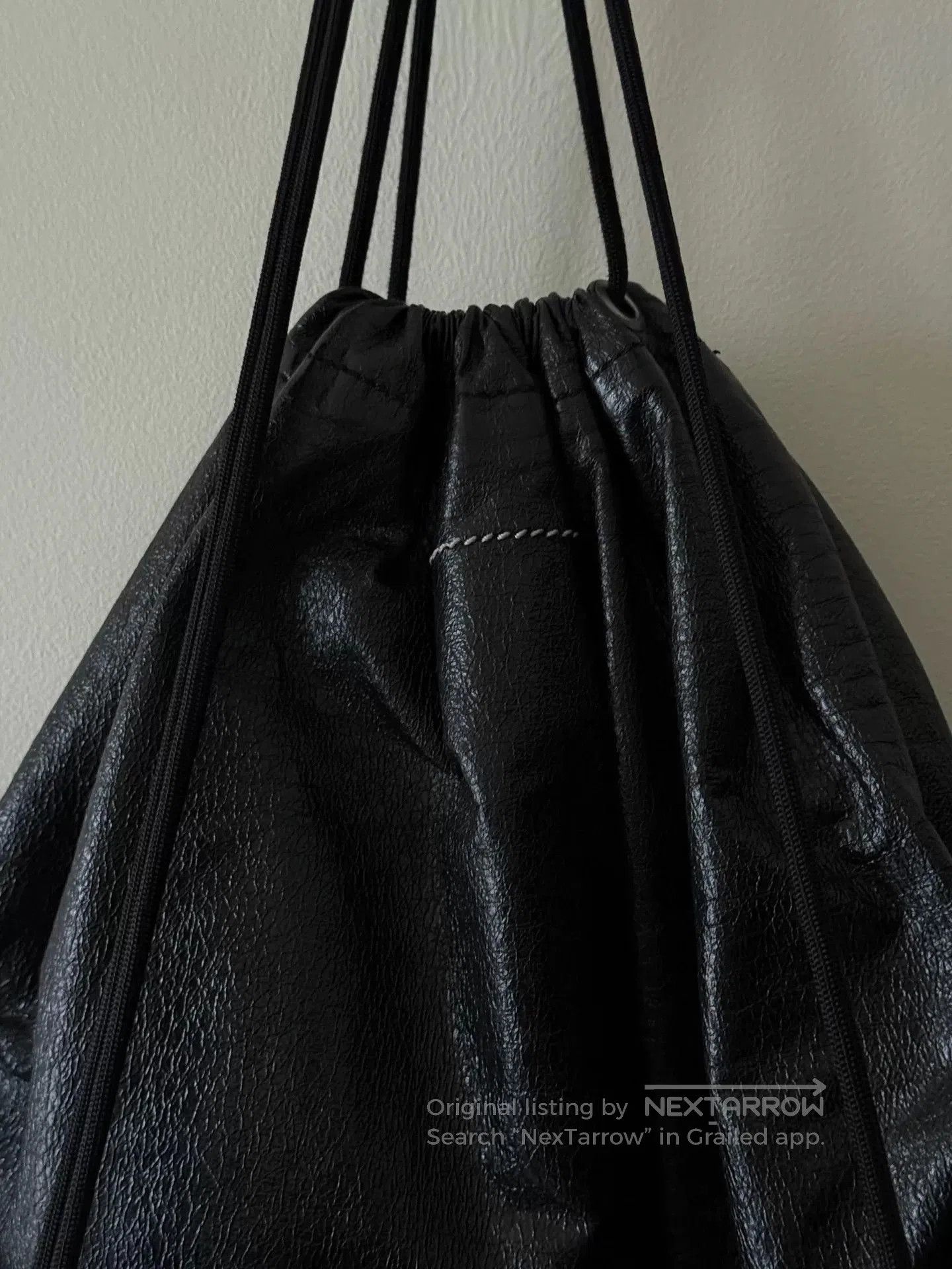 MM6 oversized black leather drawstring bag. Size ONE SIZE - 3 Thumbnail