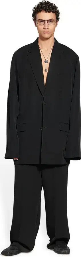 Balenciaga o1w1db10425 Raglan Tailored Jacket in Black Size US XL / EU 56 / 4 - 3 Thumbnail